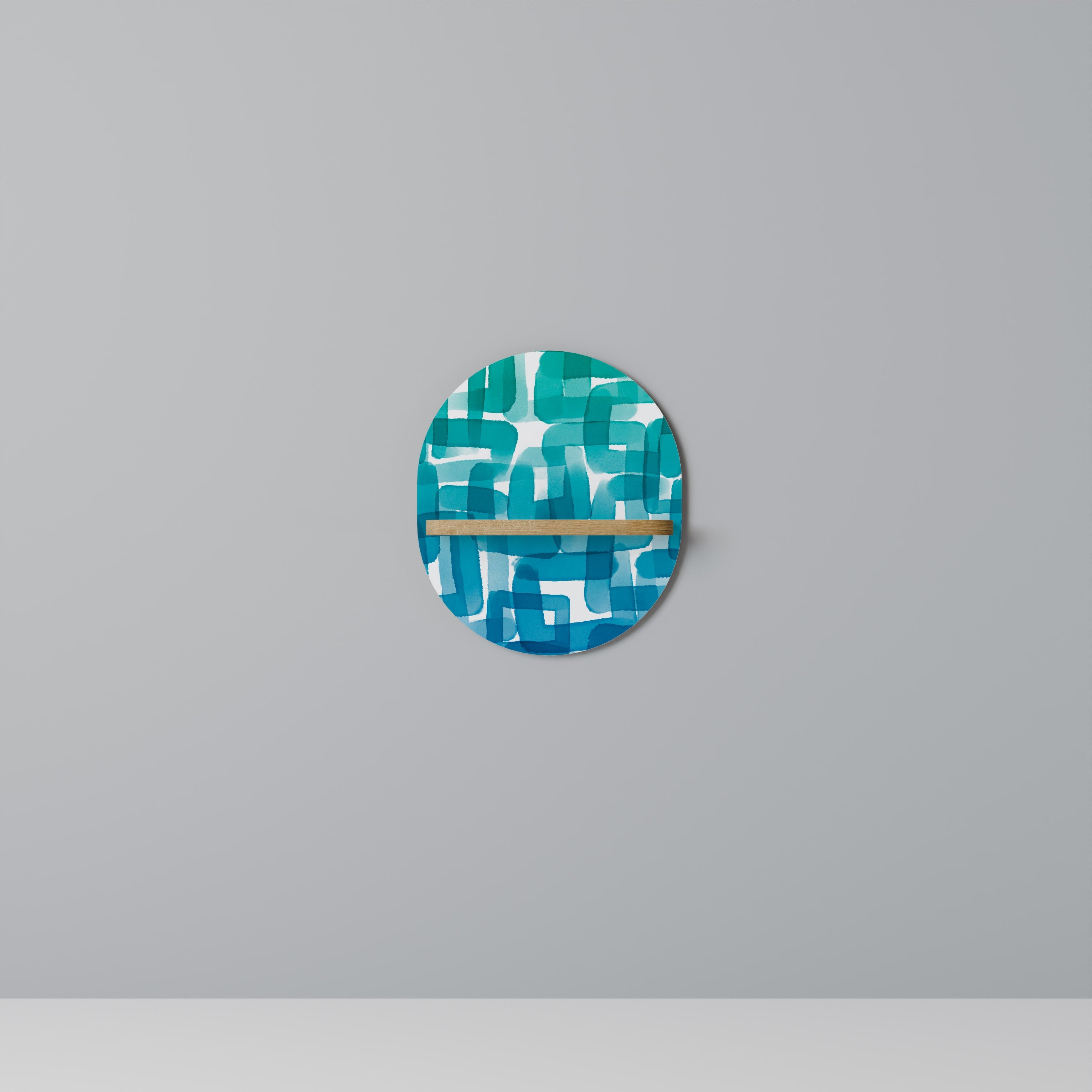 TURQUOISE RECTANGLES Prateleira Oval Decorativa em Efeito Carvalho