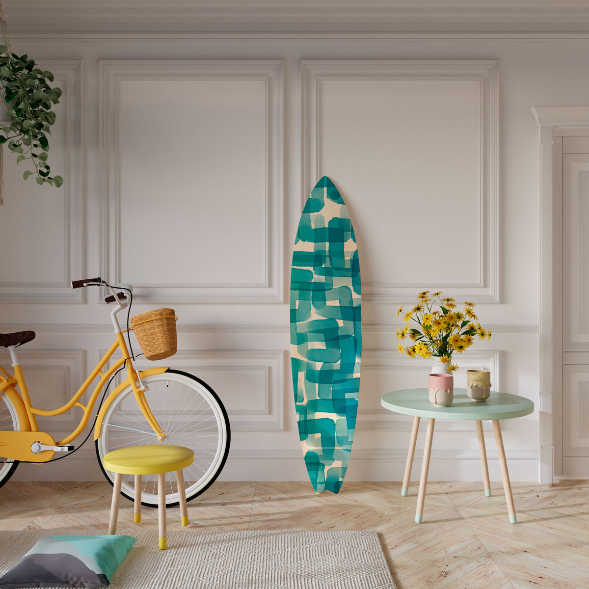 TURQUOISE RECTANGLES Surfboard Decorative Panel