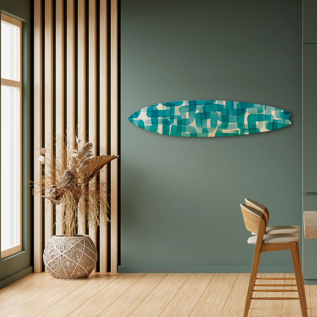 TURQUOISE RECTANGLES Surfboard Decorative Panel