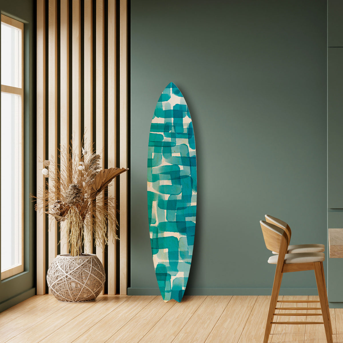 TURQUOISE RECTANGLES Painel Decorativo Prancha de Surf