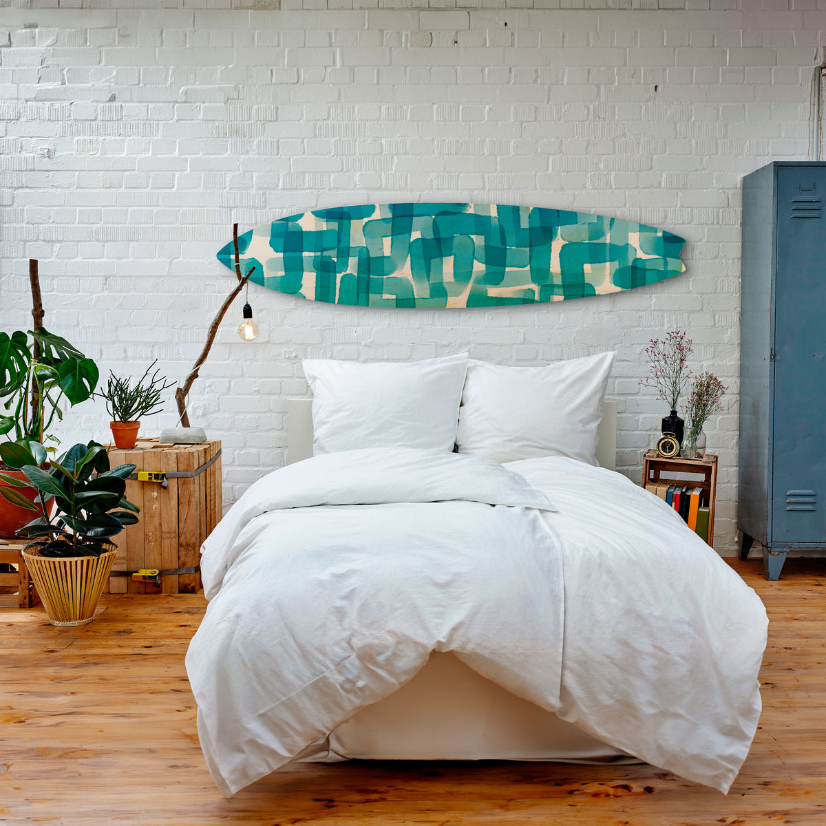 TURQUOISE RECTANGLES Surfboard Decorative Panel