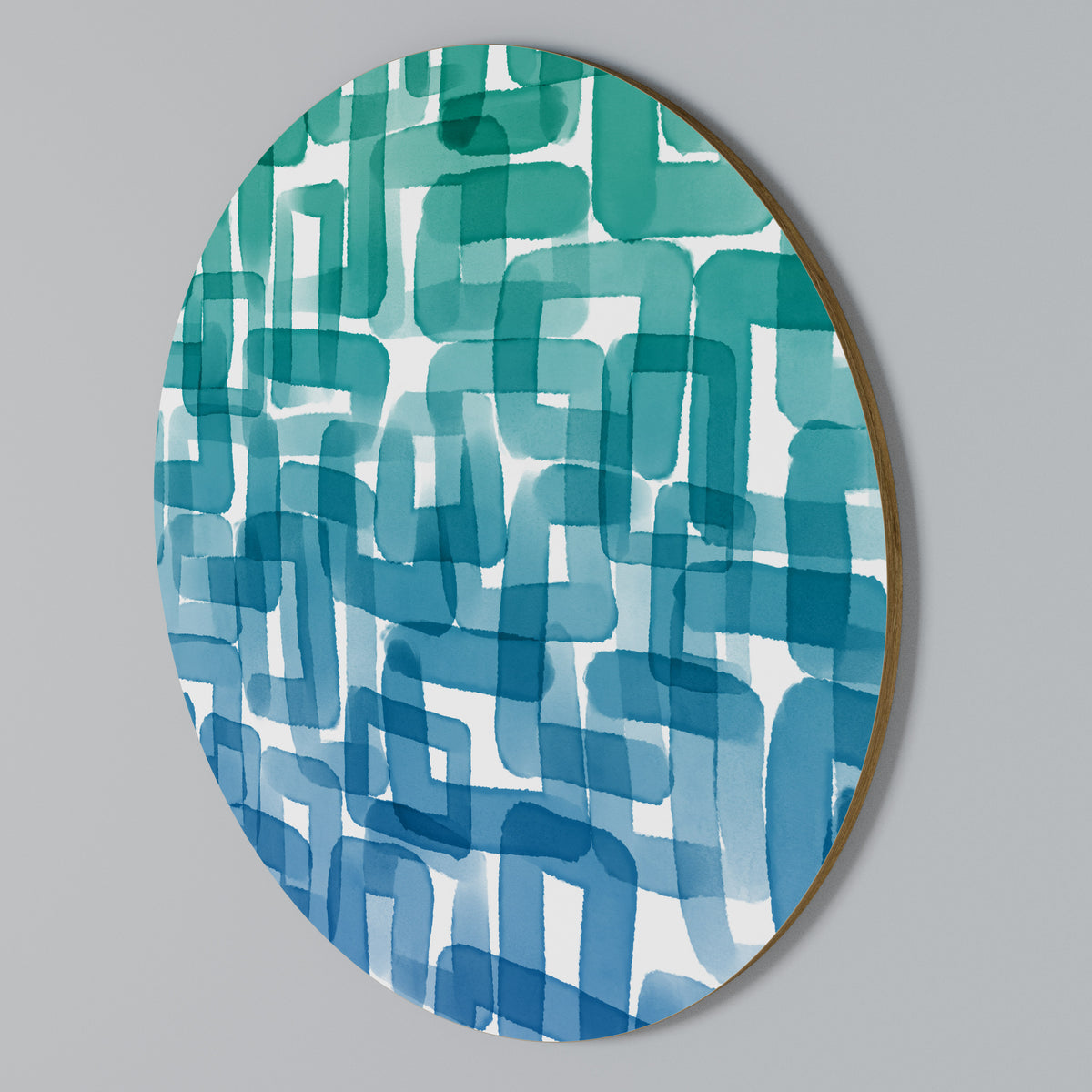 TURQUOISE RECTANGLES Arte de Parede Redonda
