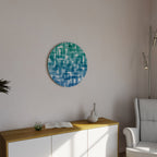 TURQUOISE RECTANGLES Round Wall Art