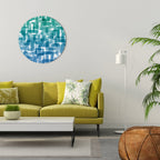 TURQUOISE RECTANGLES Round Wall Art
