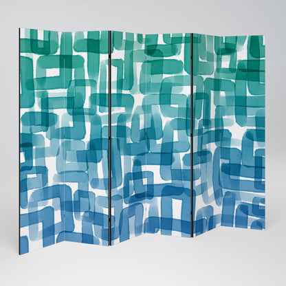 TURQUOISE RECTANGLES 6-Panel Room Divider