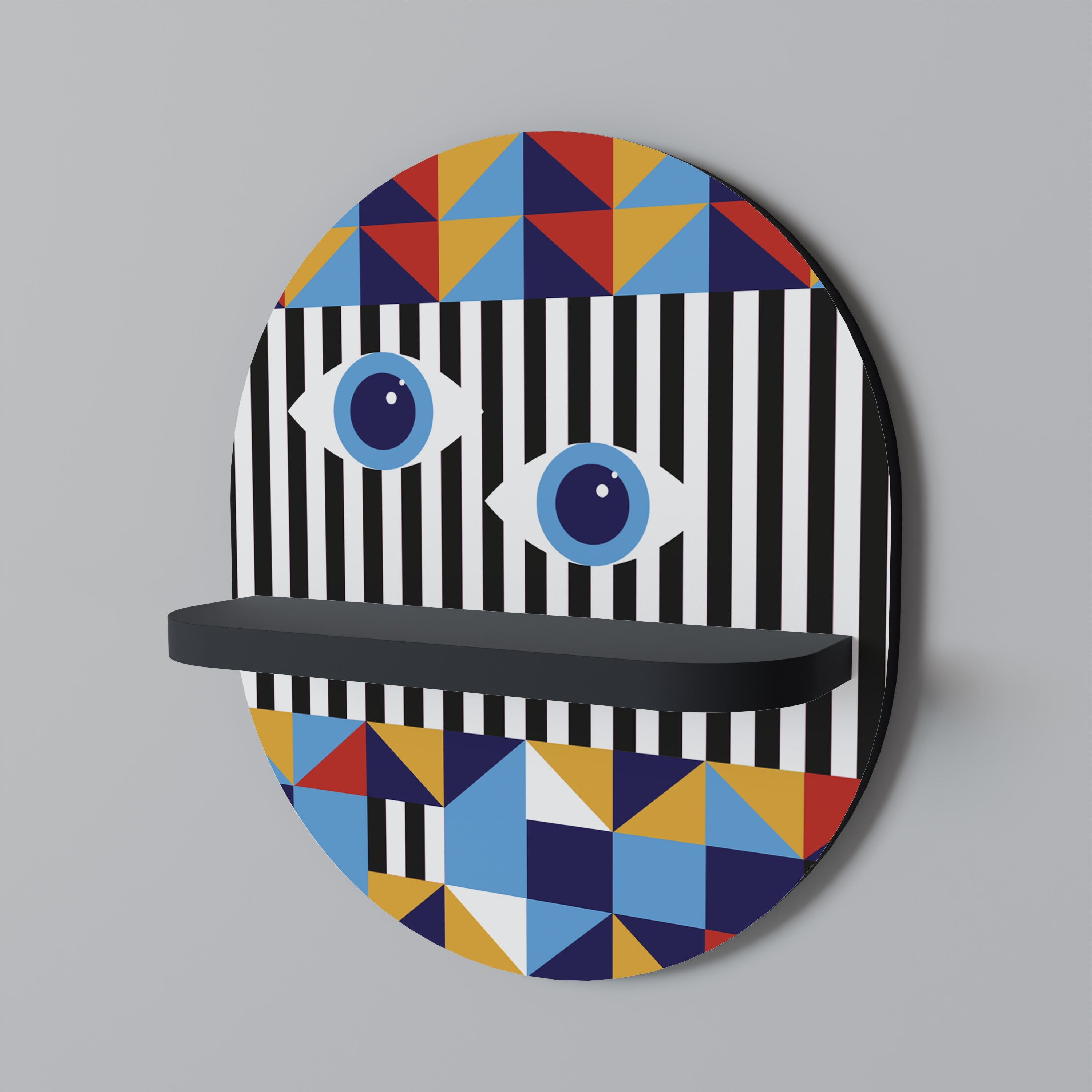 ABSTRACTION AND GEOMETRY Prateleira Oval Decorativa em Acabamento Preto