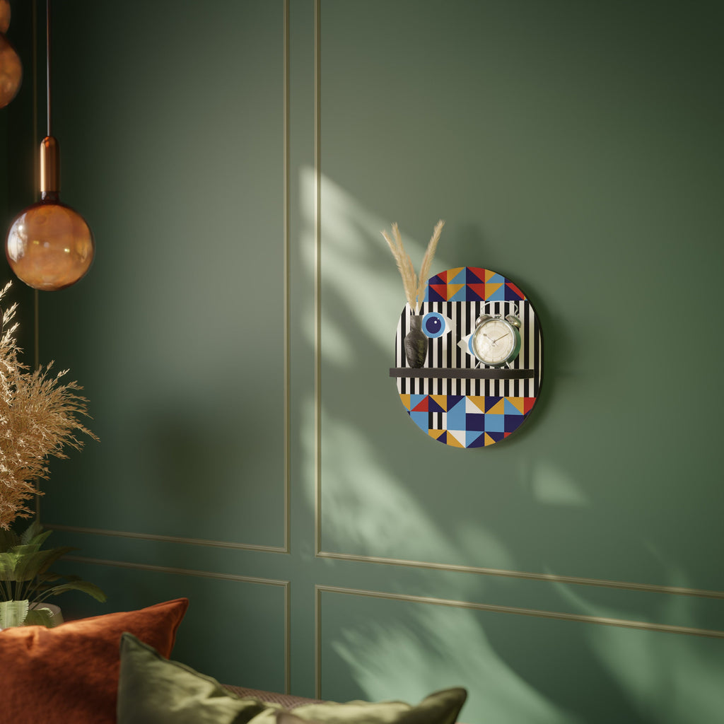 ABSTRACTION AND GEOMETRY Prateleira Oval Decorativa em Acabamento Preto