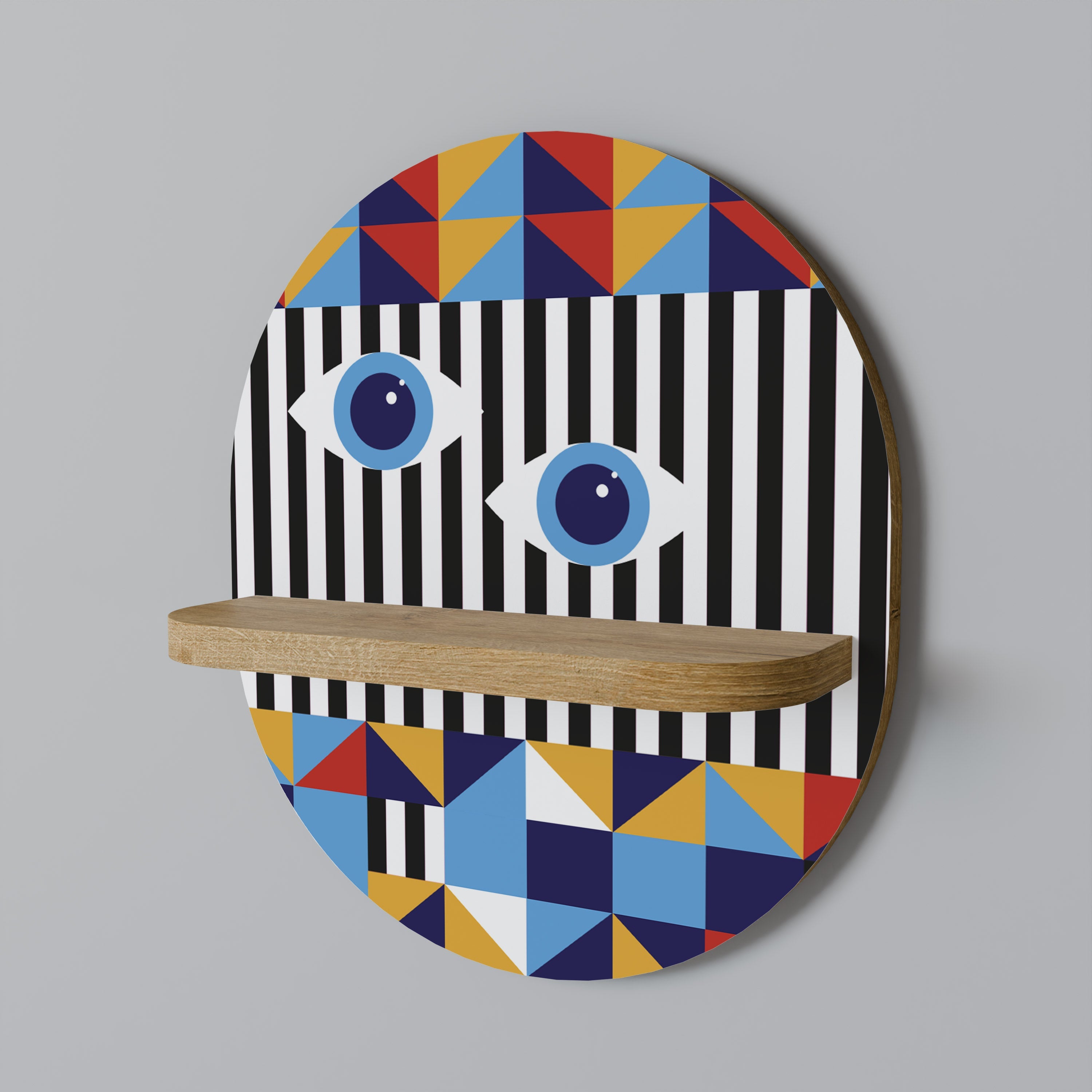 ABSTRACTION AND GEOMETRY Prateleira Oval Decorativa em Efeito Carvalho