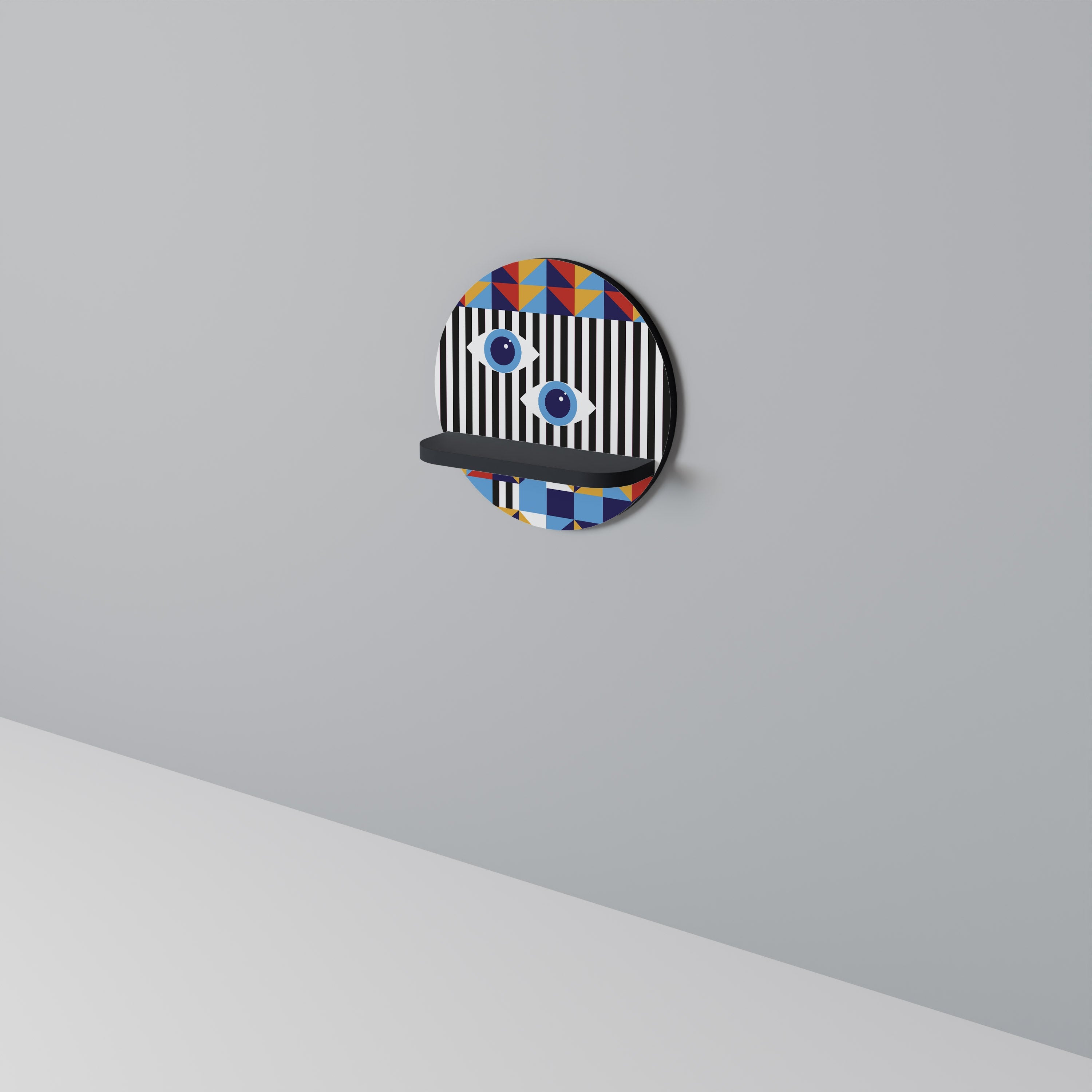 ABSTRACTION AND GEOMETRY Prateleira Redonda Decorativa em Acabamento Preto