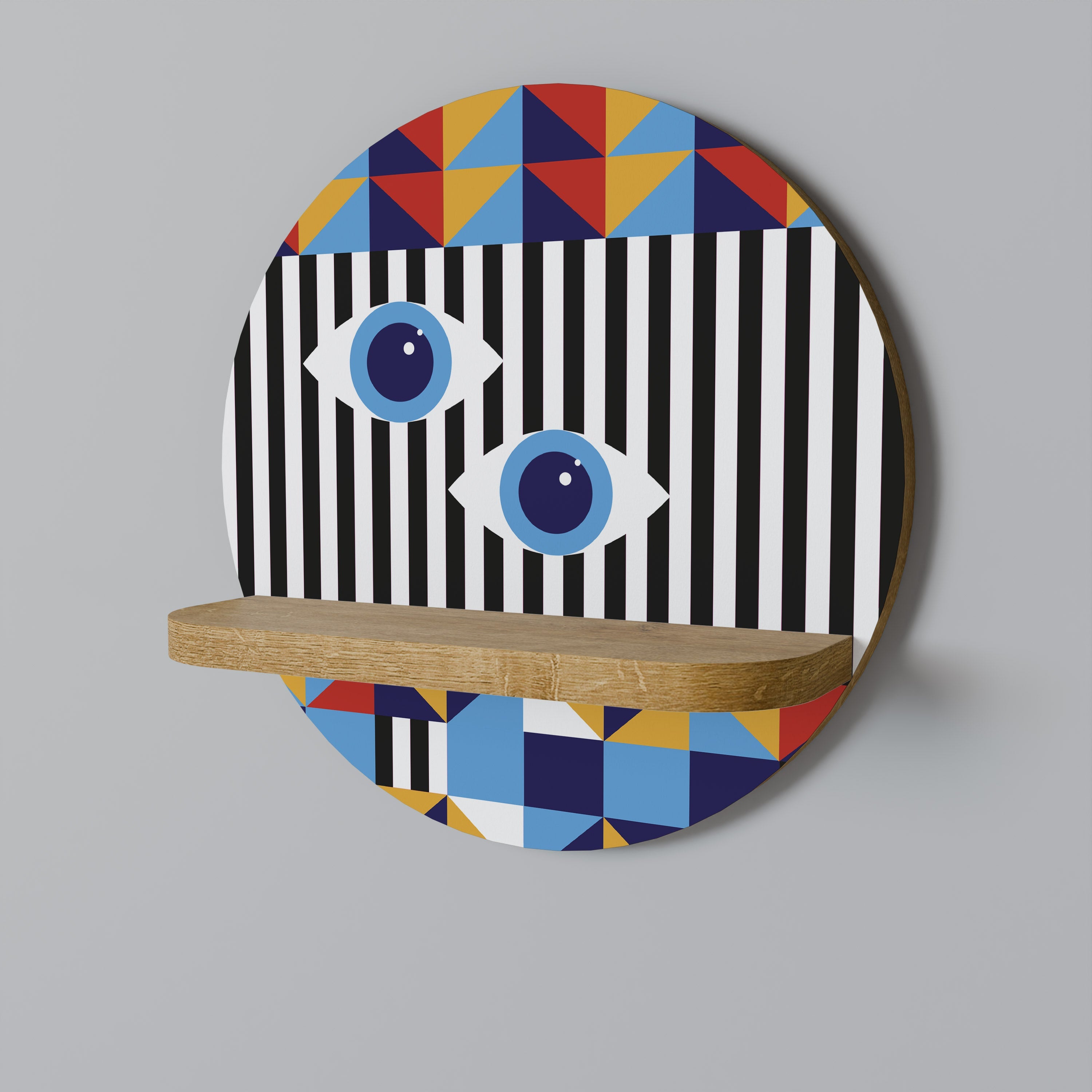 ABSTRACTION AND GEOMETRY Prateleira Redonda Decorativa em Efeito Carvalho