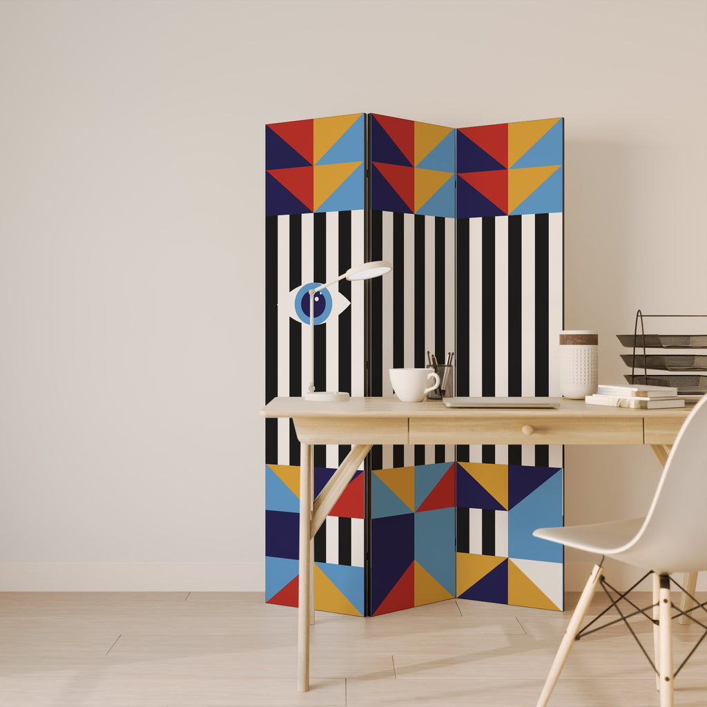 ABSTRACTION AND GEOMETRY 3-Panel Room Divider