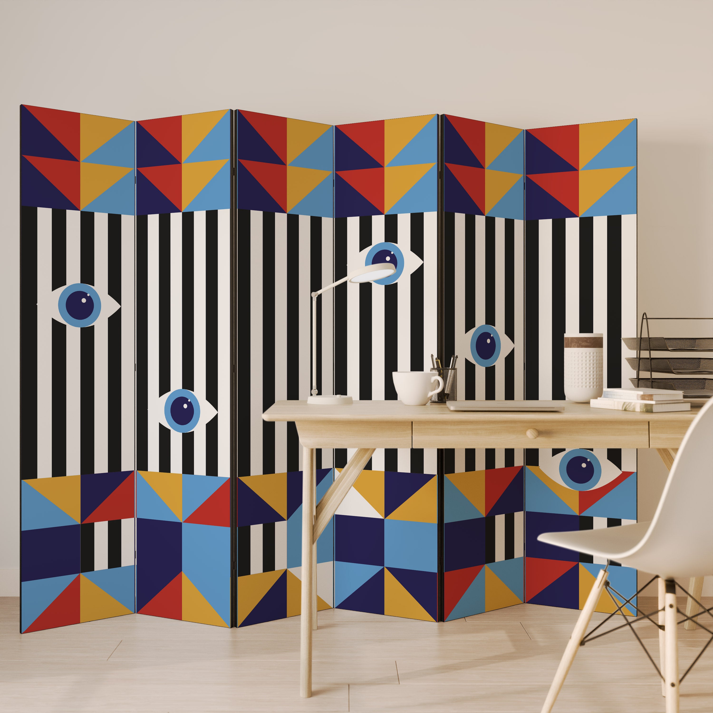 ABSTRACTION AND GEOMETRY 6-Panel Room Divider