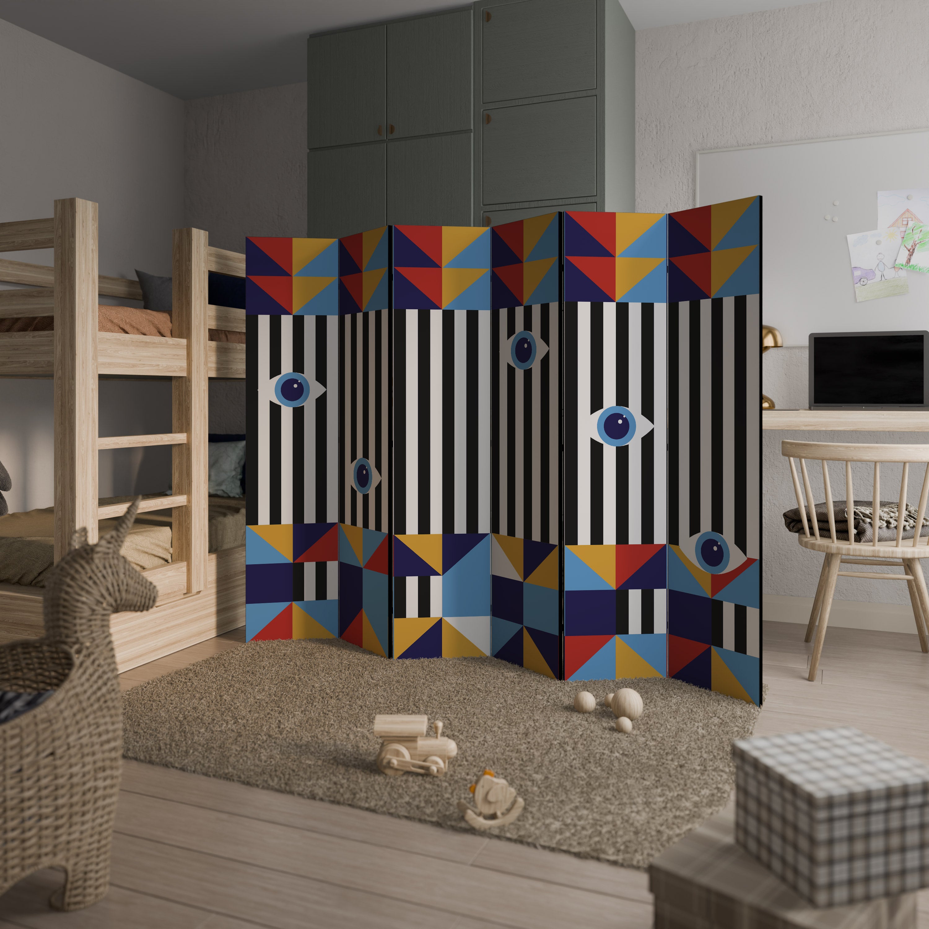 ABSTRACTION AND GEOMETRY 6-Panel Room Divider