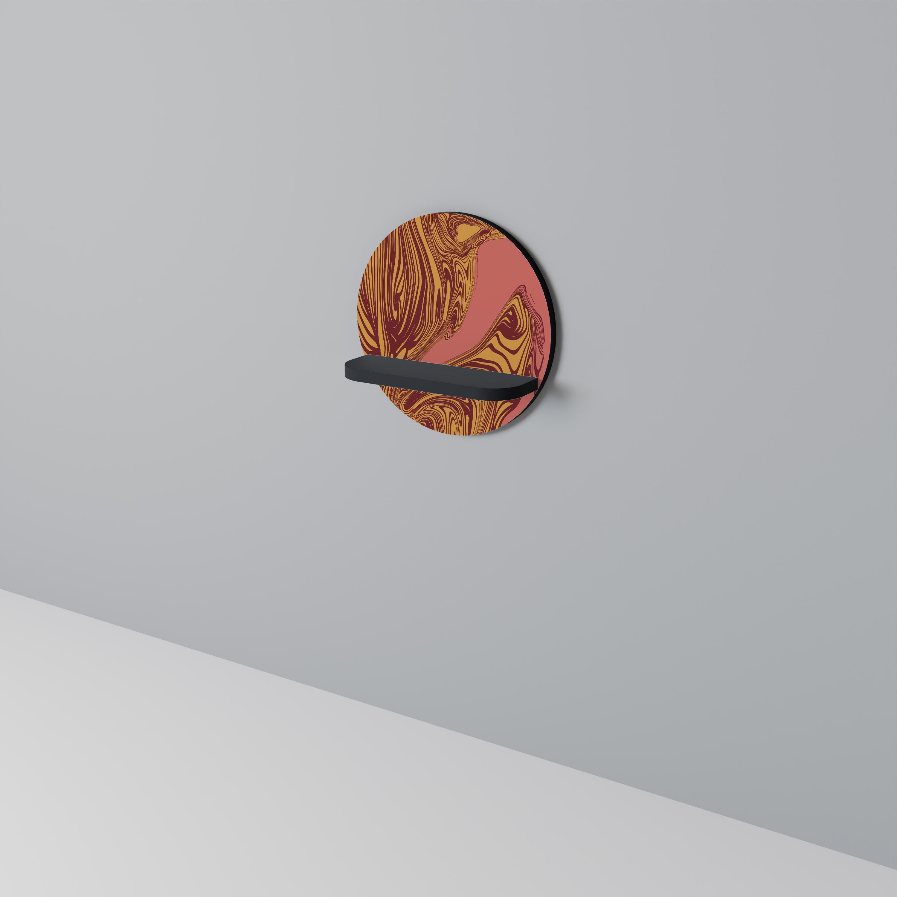 FLOATING THOUGHTS Prateleira Redonda Decorativa em Acabamento Preto