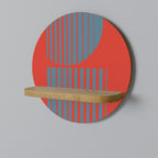 RISING GEOMETRY STARS Round Art Shelf In Oak Effect