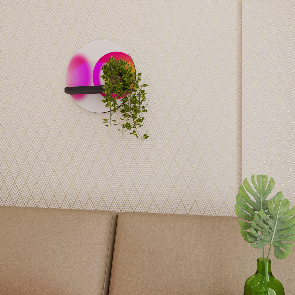 SYMPHONY OF COLORS Prateleira Redonda Decorativa em Acabamento Preto