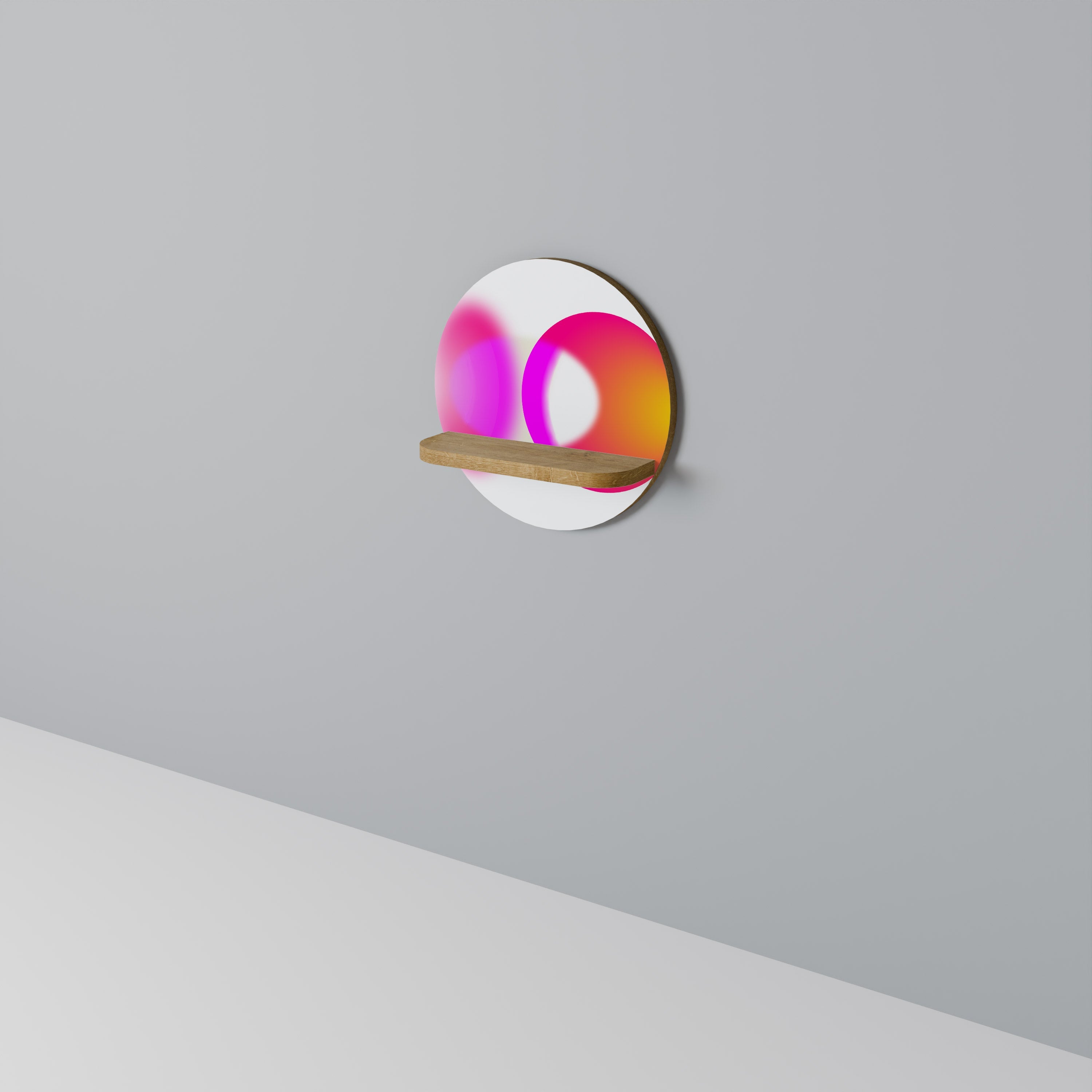 SYMPHONY OF COLORS Prateleira Redonda Decorativa em Efeito Carvalho