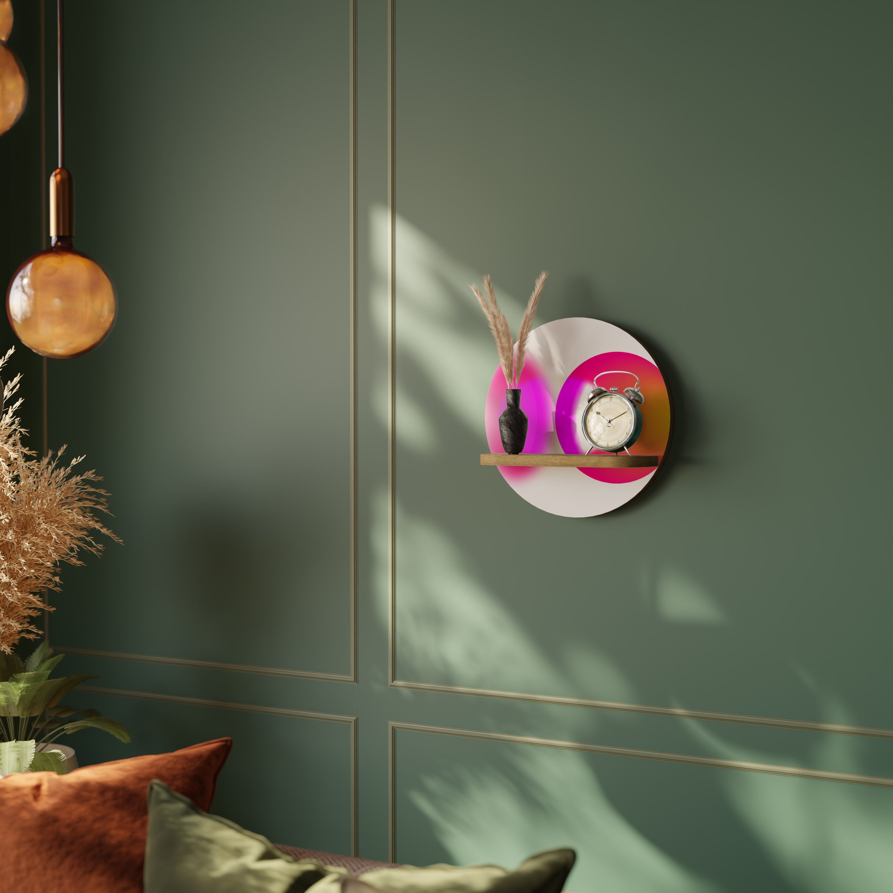 SYMPHONY OF COLORS Prateleira Redonda Decorativa em Efeito Carvalho