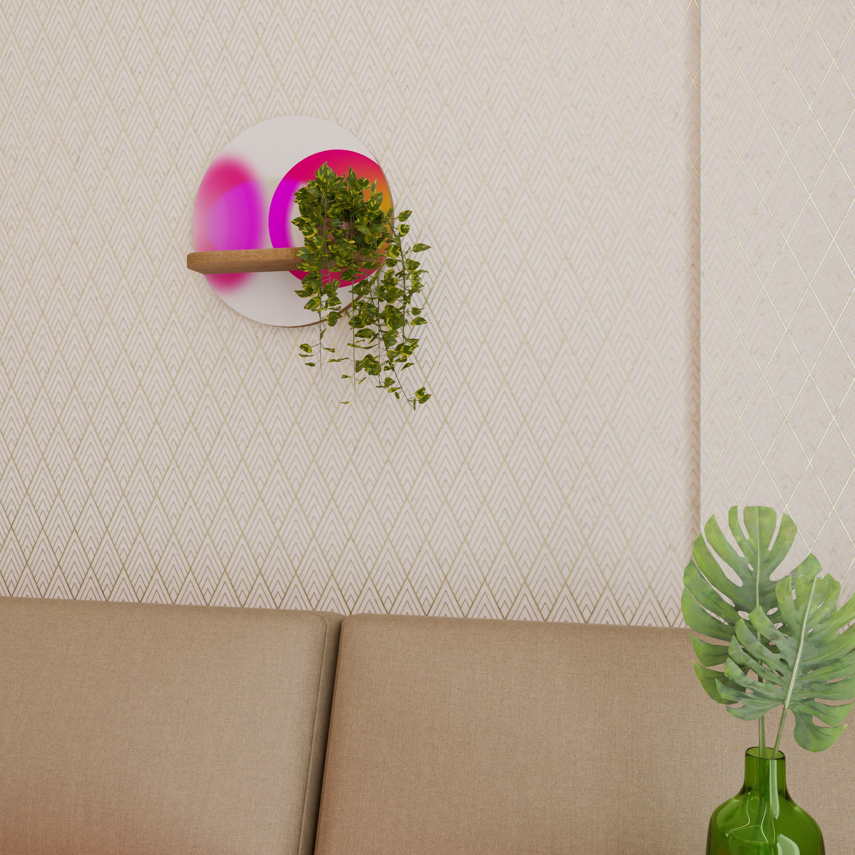 SYMPHONY OF COLORS Prateleira Redonda Decorativa em Efeito Carvalho