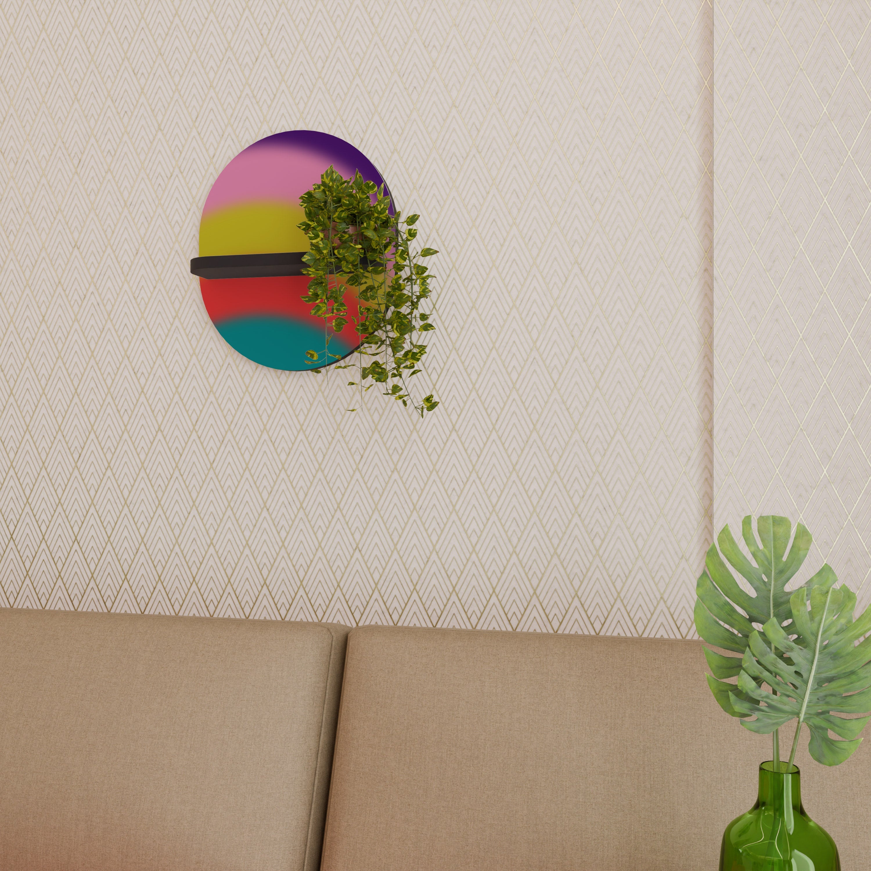 RAINBOW TIME Prateleira Oval Decorativa em Acabamento Preto