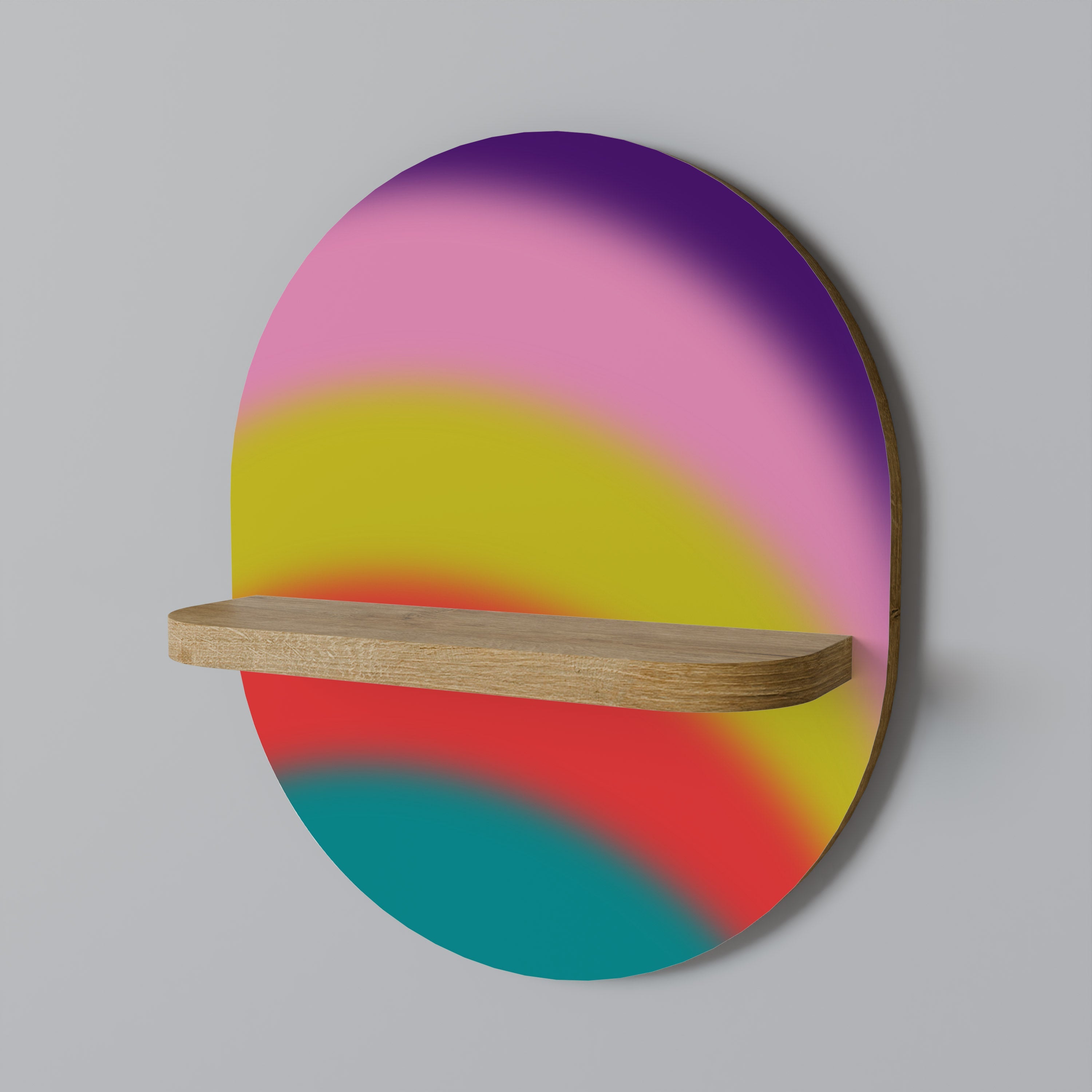 RAINBOW TIME Prateleira Oval Decorativa em Efeito Carvalho