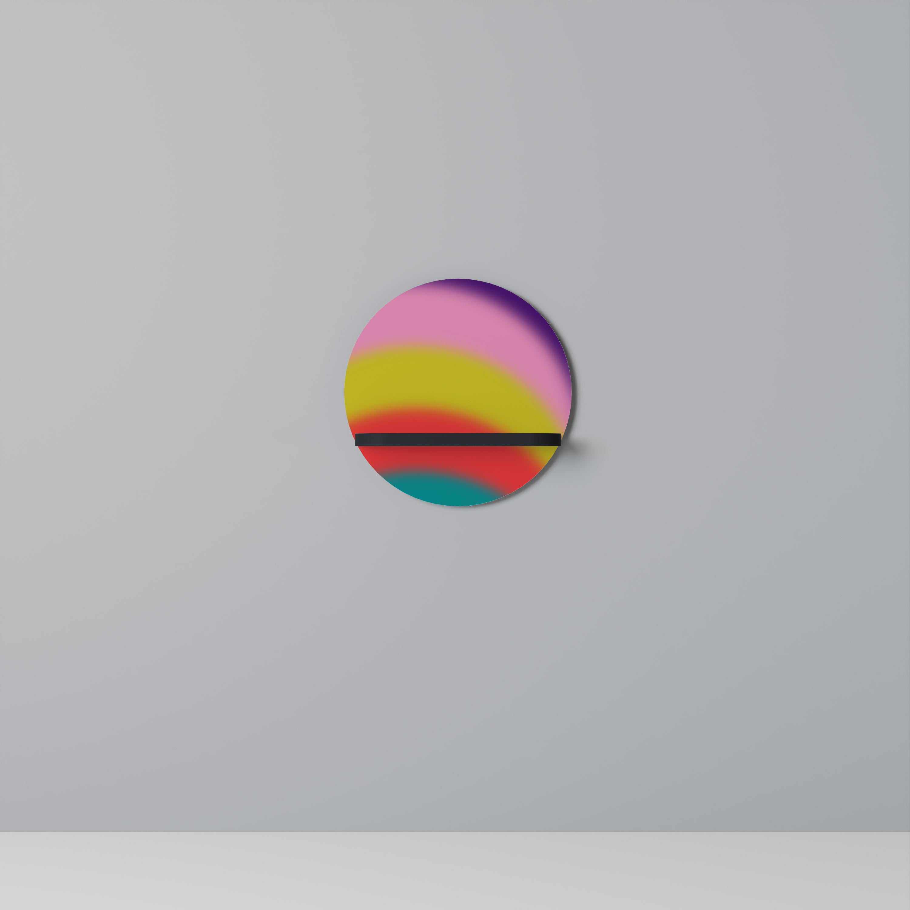 RAINBOW TIME Prateleira Redonda Decorativa em Acabamento Preto