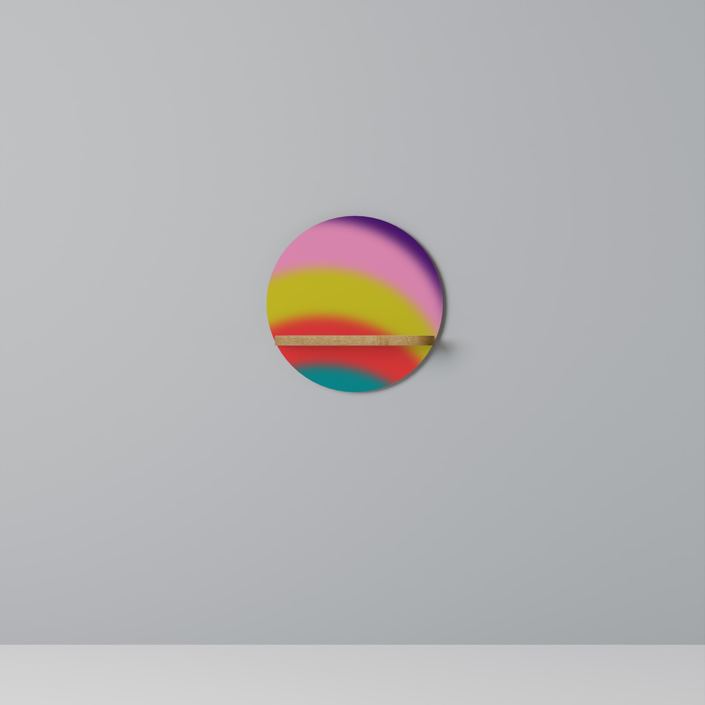 RAINBOW TIME Prateleira Redonda Decorativa em Efeito Carvalho