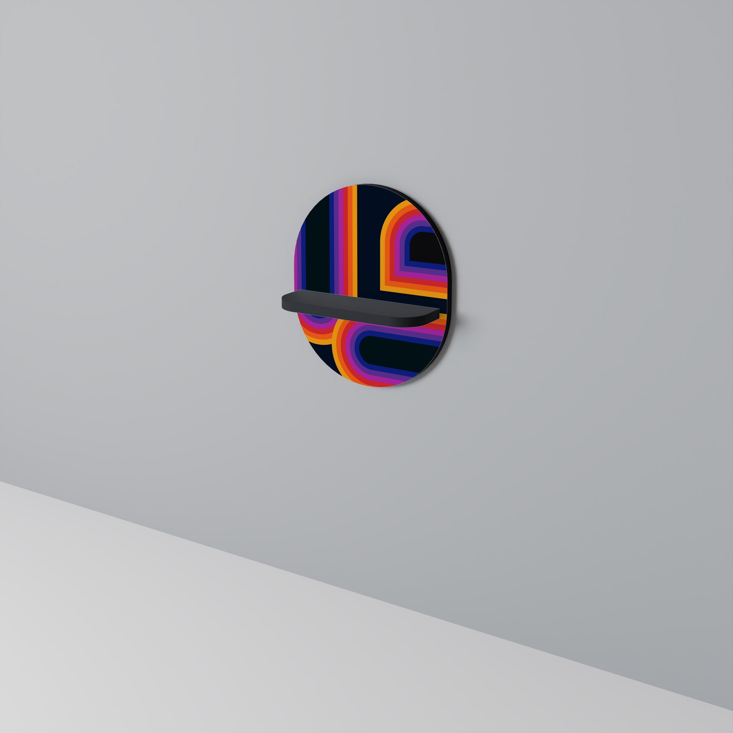 BLINDED BY THE LIGHTS Prateleira Oval Decorativa em Acabamento Preto