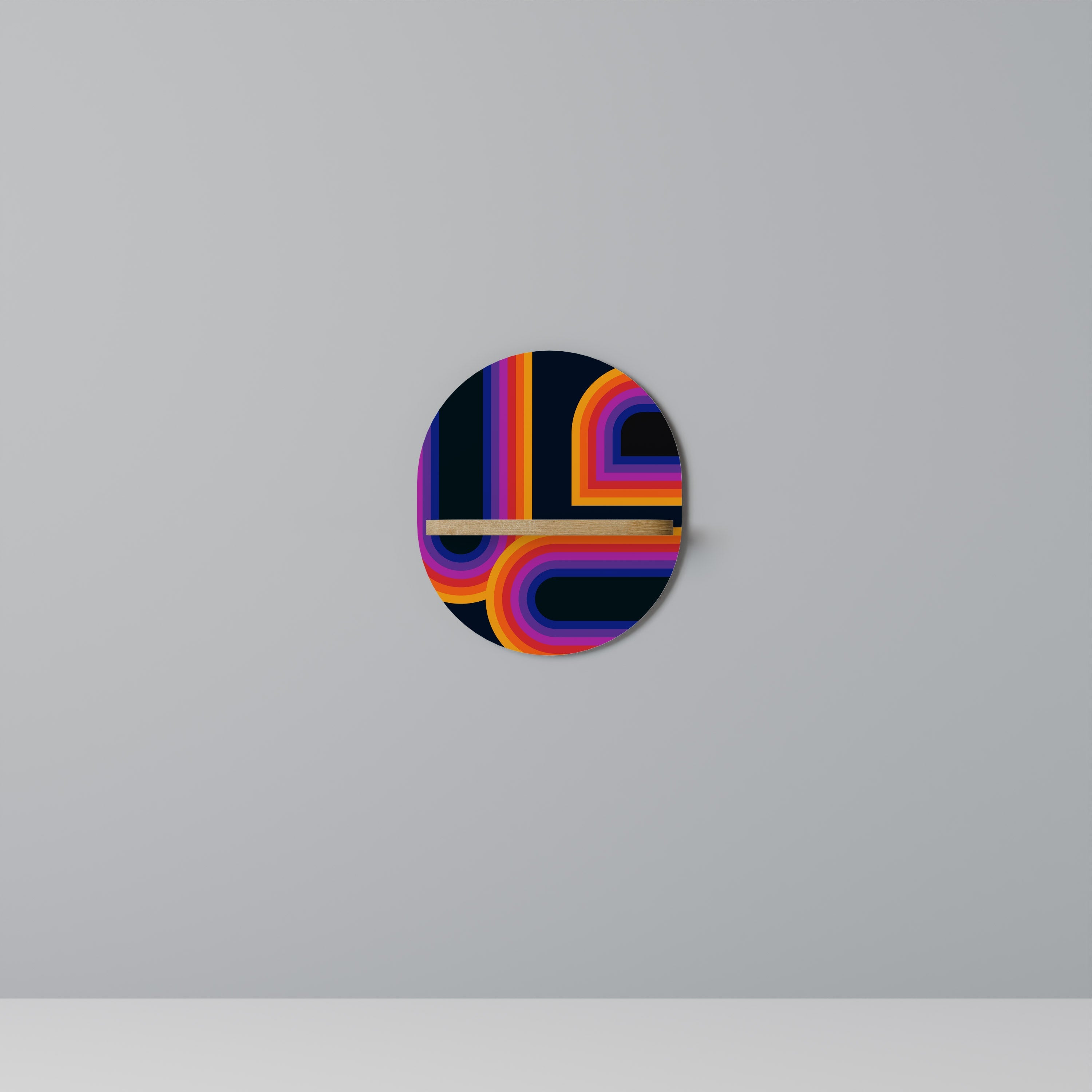 BLINDED BY THE LIGHTS Prateleira Oval Decorativa em Efeito Carvalho