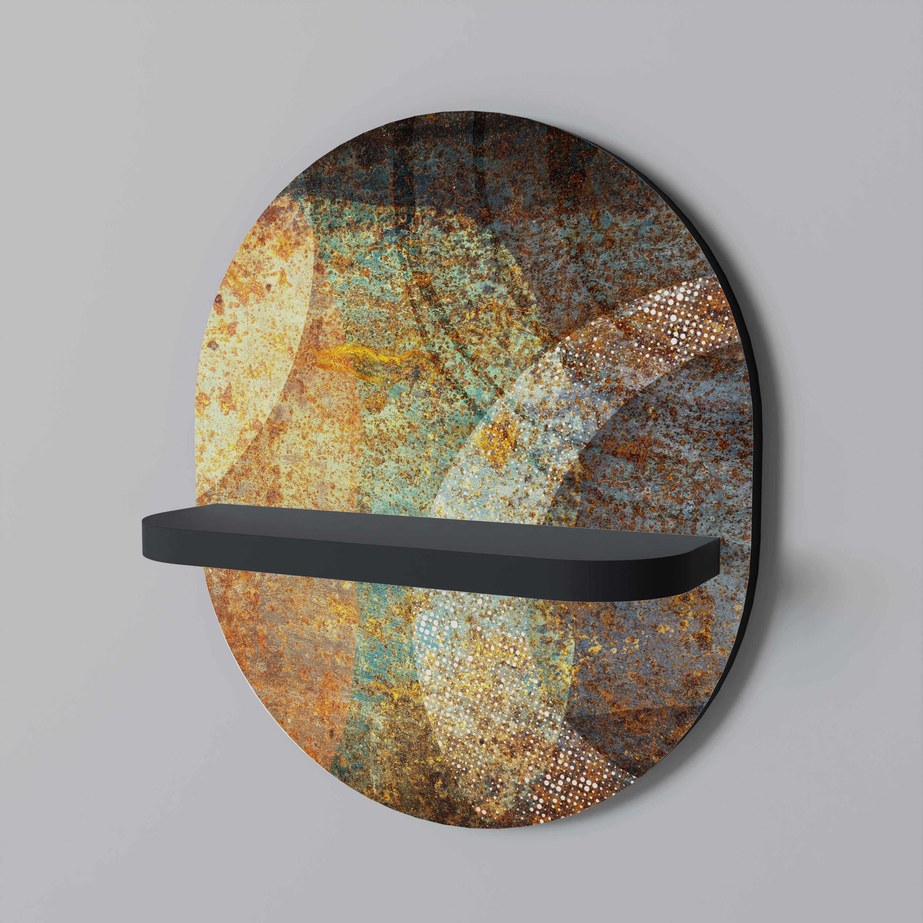 ANTIQUE AURA Prateleira Oval Decorativa em Acabamento Preto