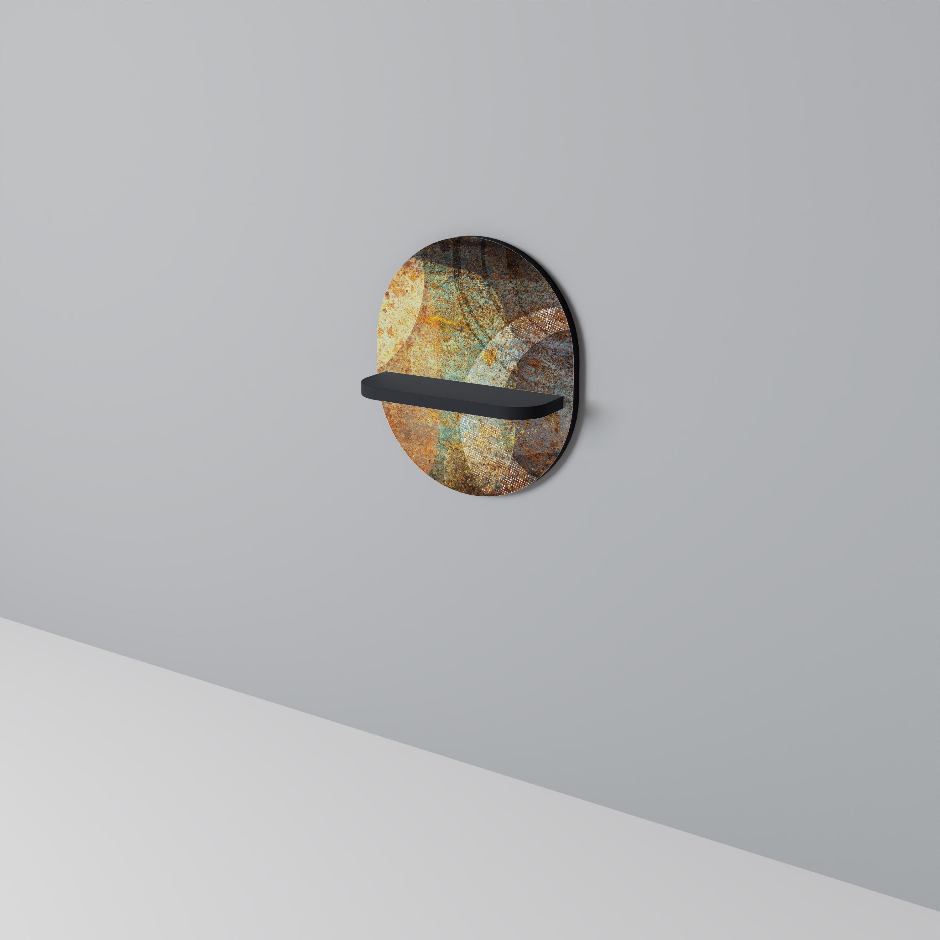 ANTIQUE AURA Prateleira Oval Decorativa em Acabamento Preto