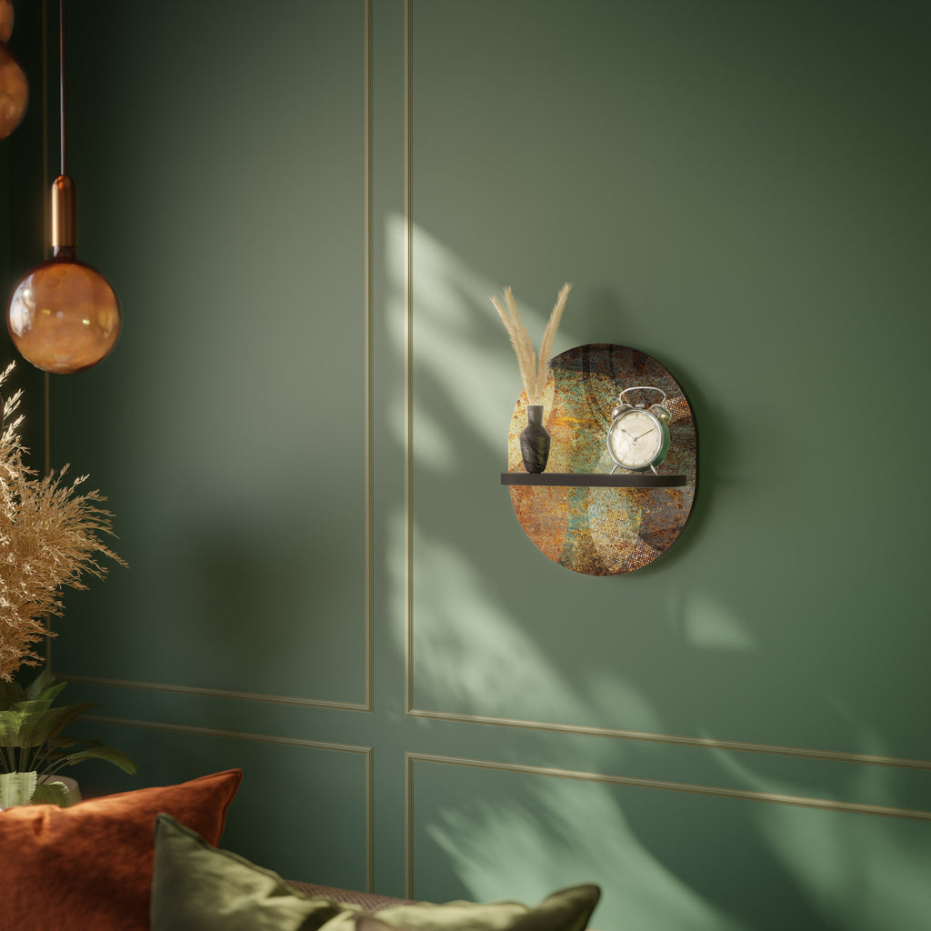 ANTIQUE AURA Prateleira Oval Decorativa em Acabamento Preto