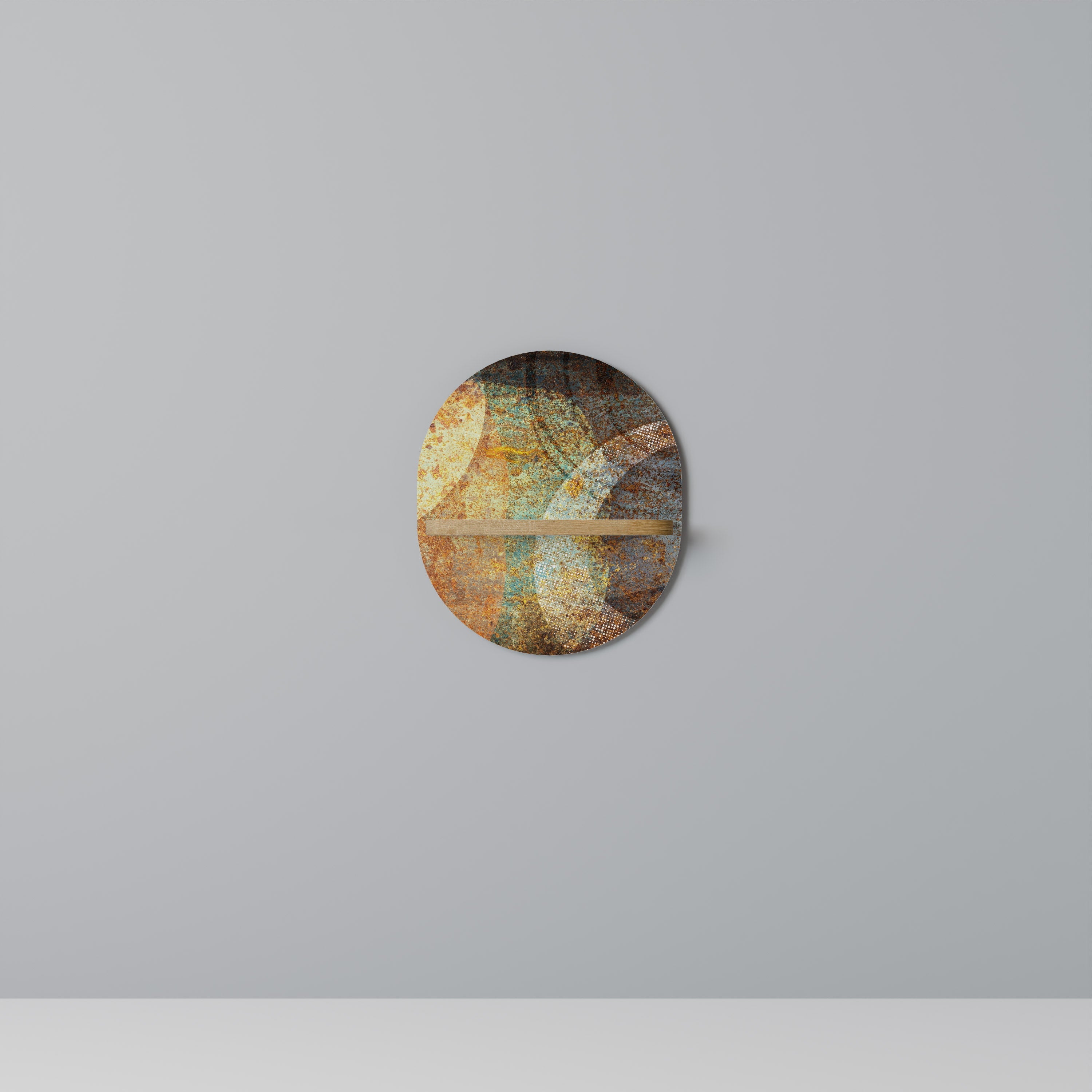 ANTIQUE AURA Prateleira Oval Decorativa em Efeito Carvalho