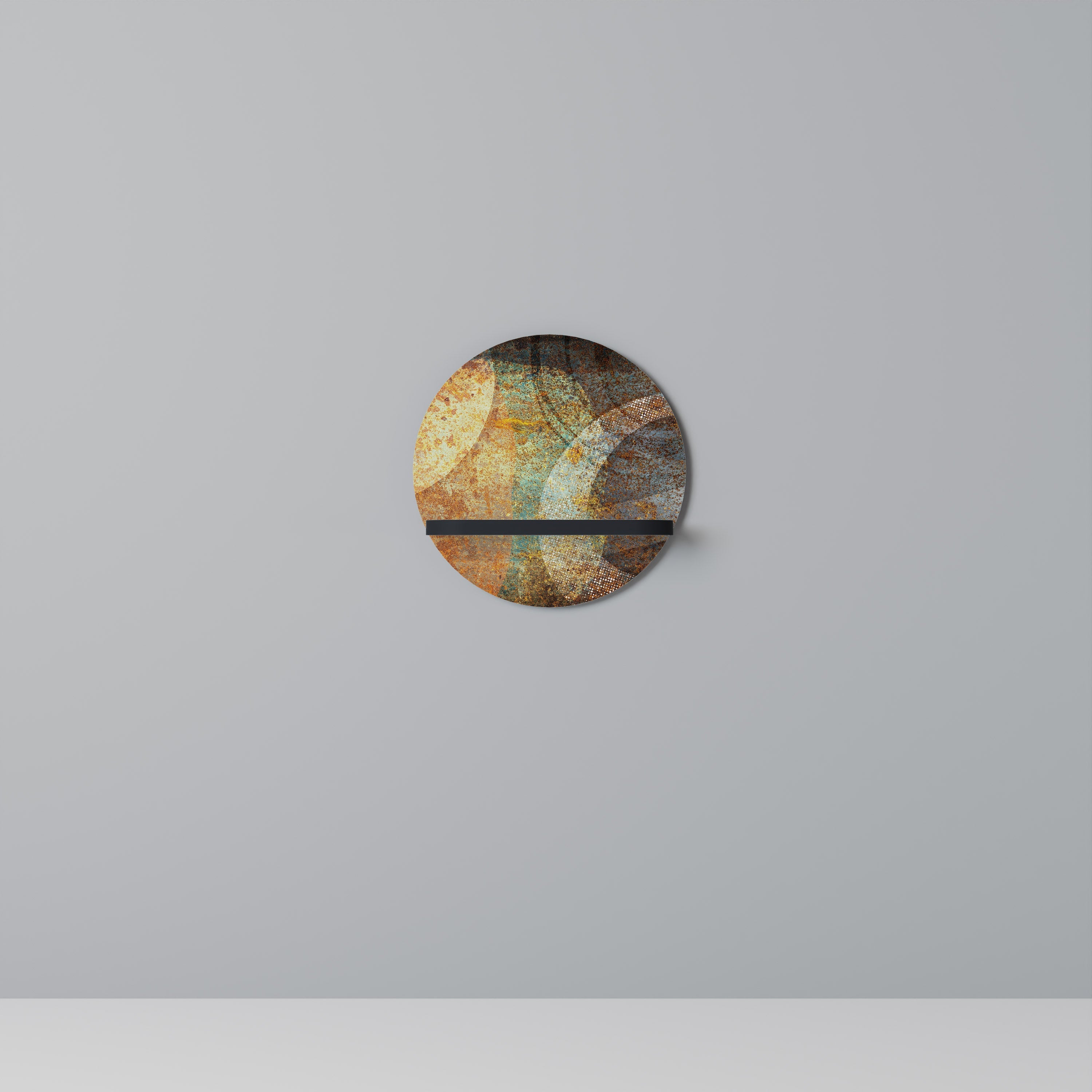 ANTIQUE AURA Prateleira Redonda Decorativa em Acabamento Preto