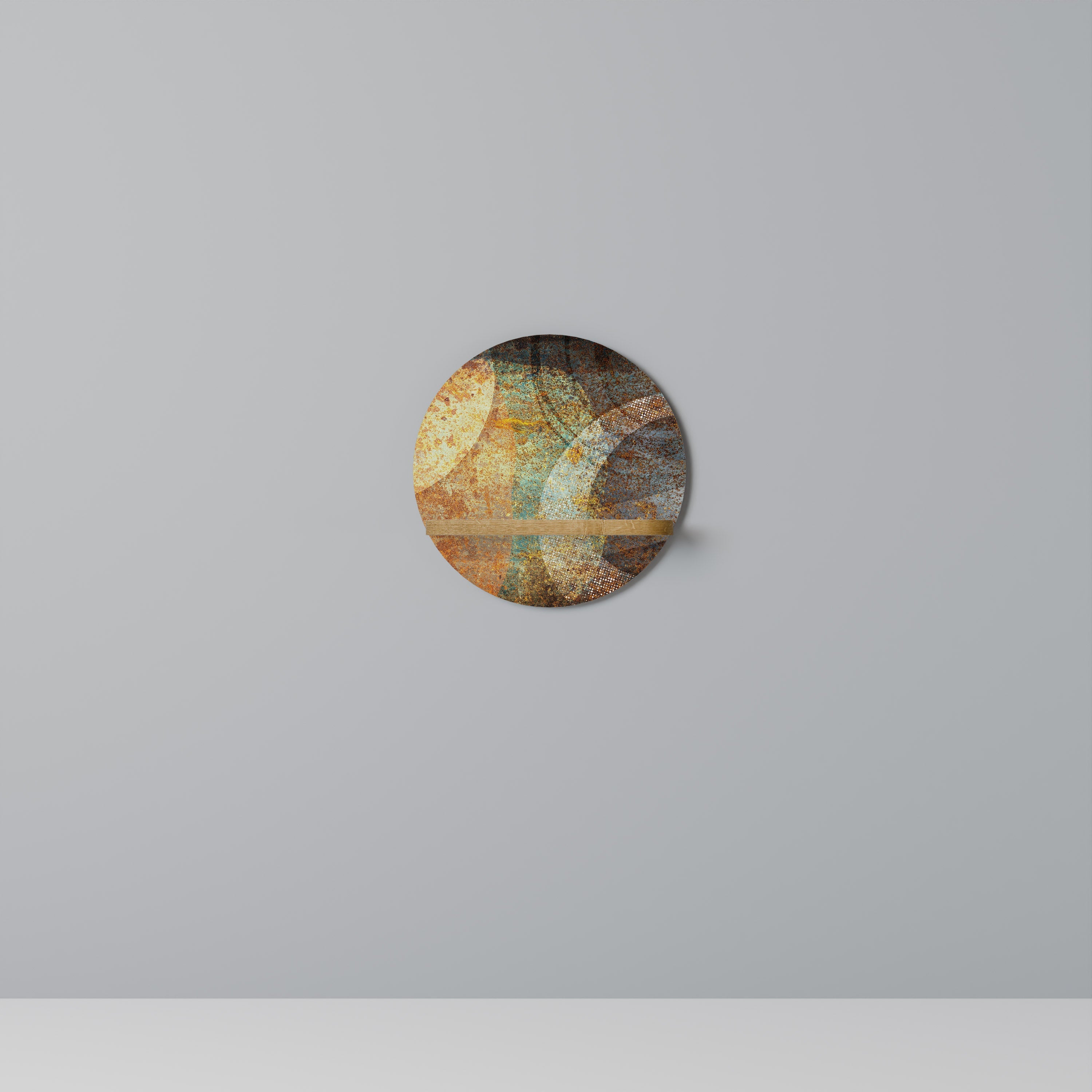 ANTIQUE AURA Prateleira Redonda Decorativa em Efeito Carvalho