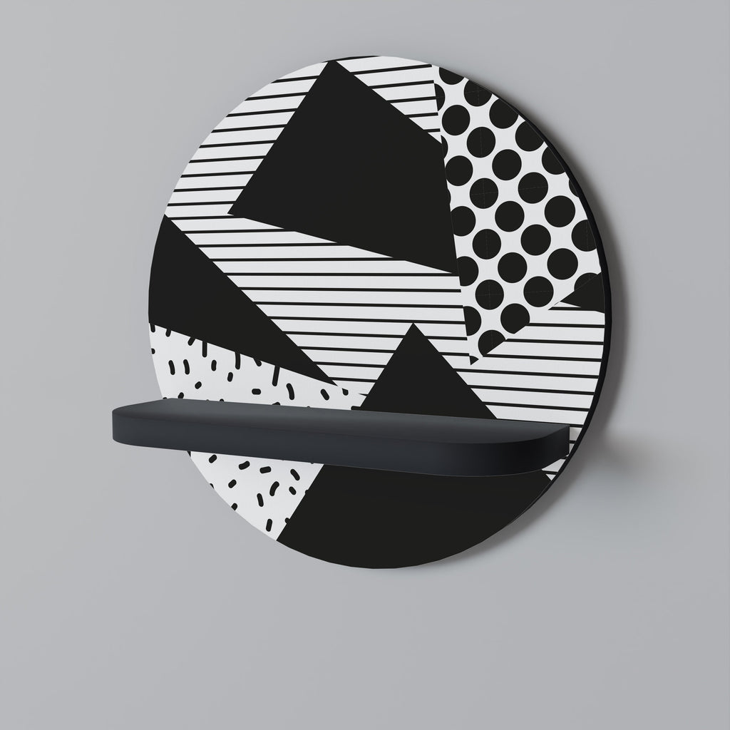 GEMOETRIC MONOCHROME Prateleira Redonda Decorativa em Acabamento Preto
