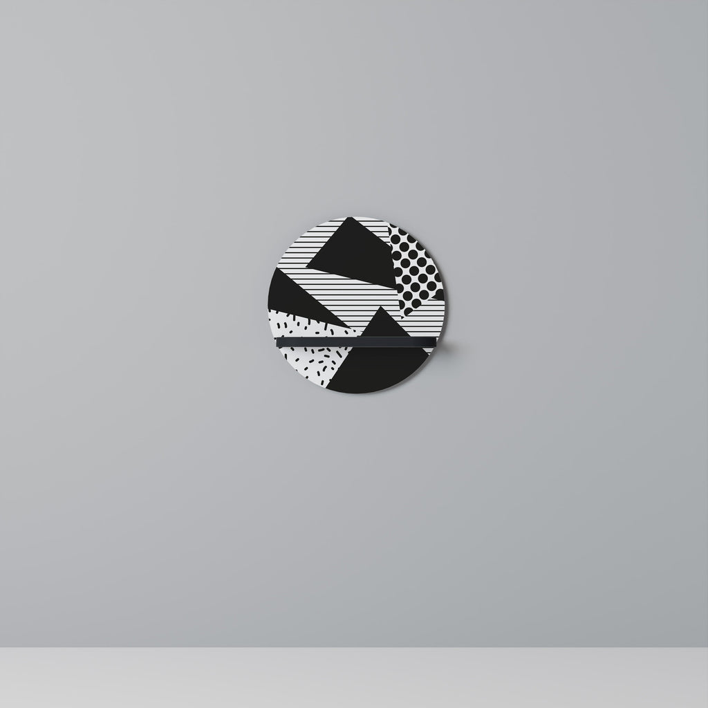 GEMOETRIC MONOCHROME Prateleira Redonda Decorativa em Acabamento Preto