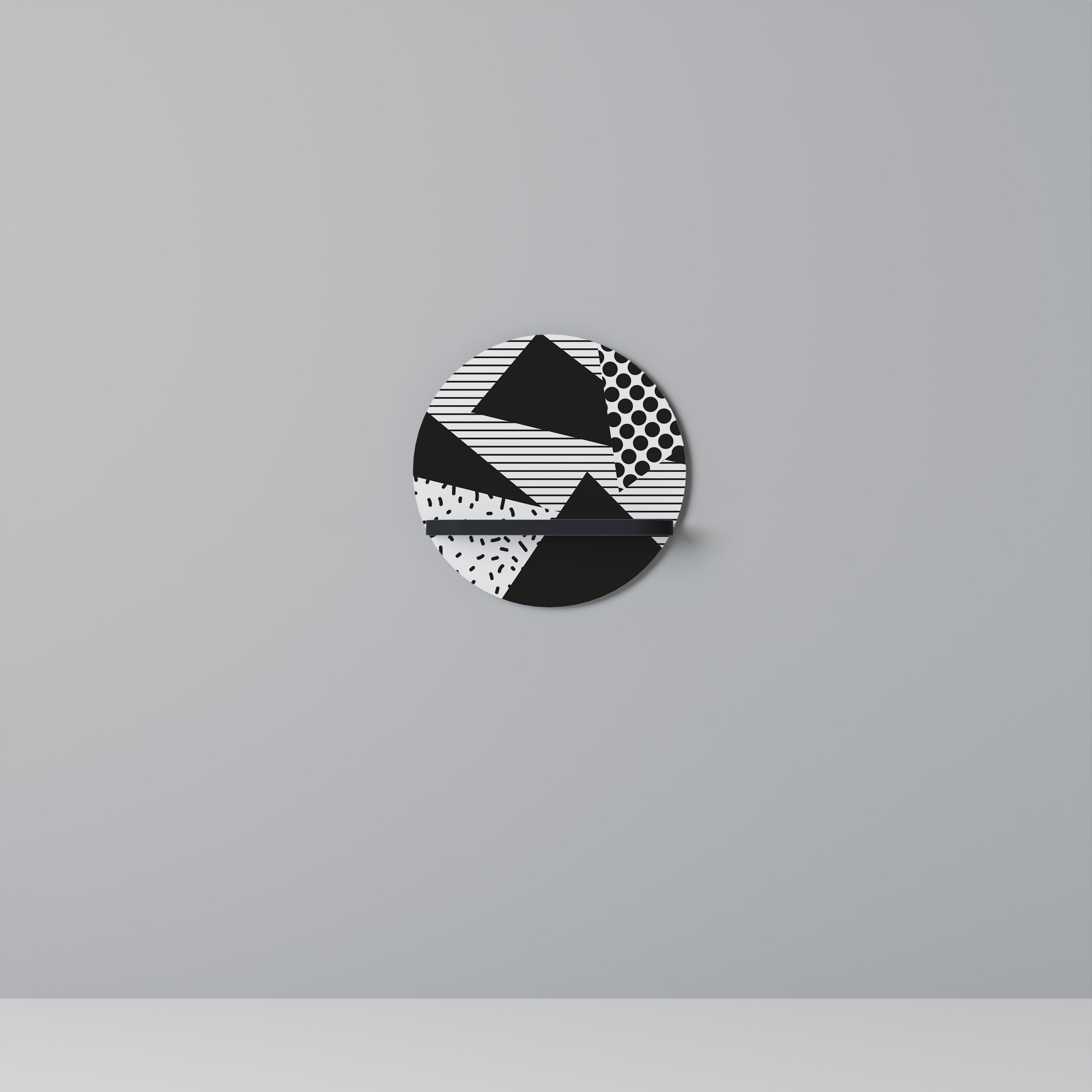 GEMOETRIC MONOCHROME Prateleira Redonda Decorativa em Acabamento Preto