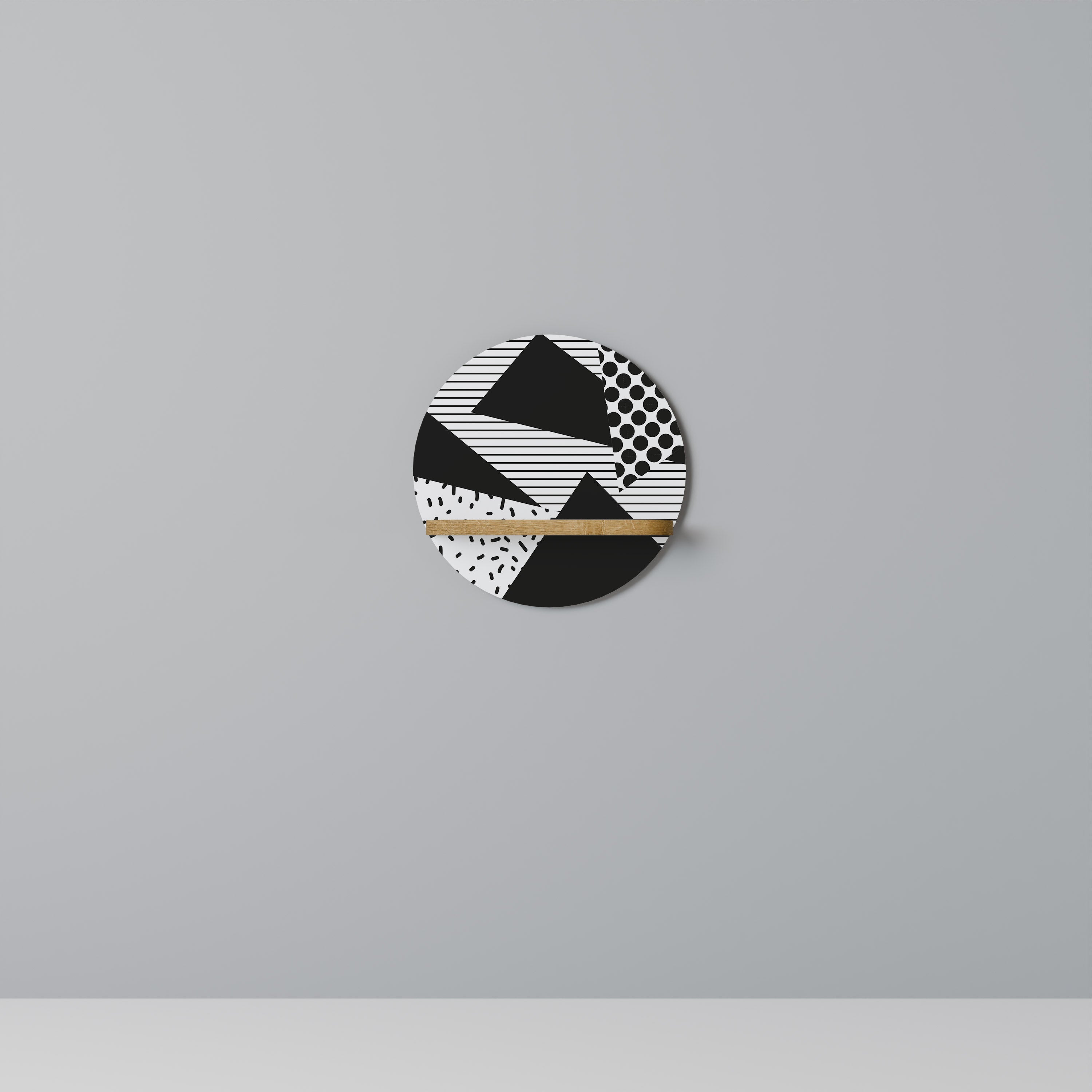 GEMOETRIC MONOCHROME Prateleira Redonda Decorativa em Efeito Carvalho