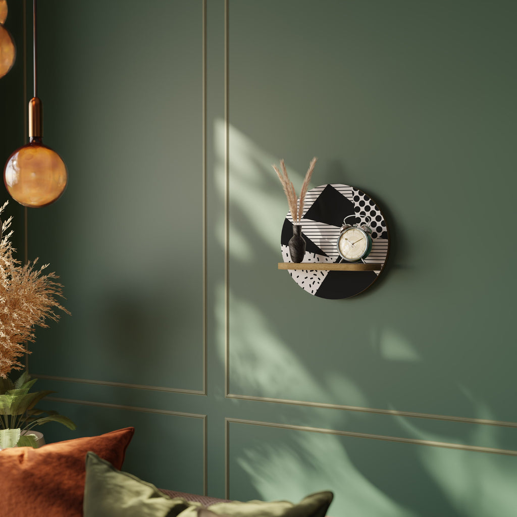 GEMOETRIC MONOCHROME Prateleira Redonda Decorativa em Efeito Carvalho