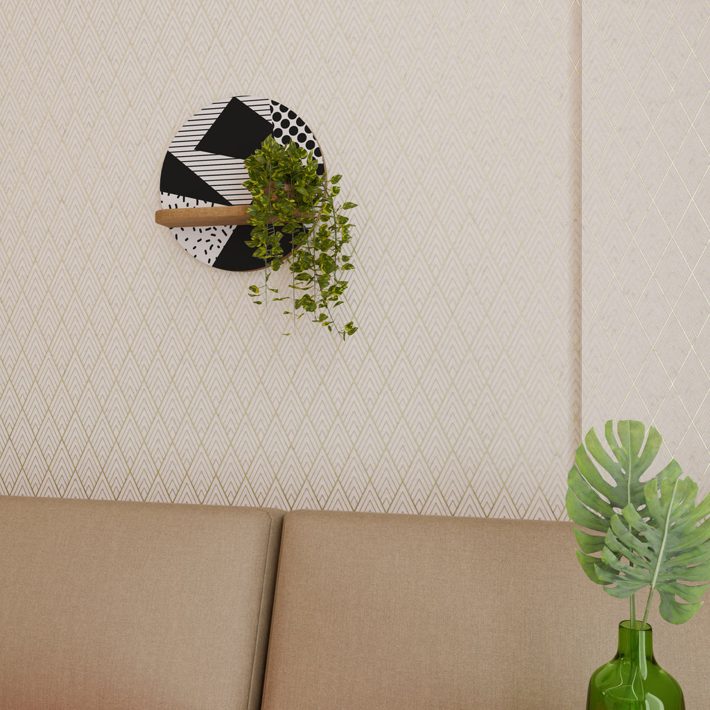 GEMOETRIC MONOCHROME Prateleira Redonda Decorativa em Efeito Carvalho