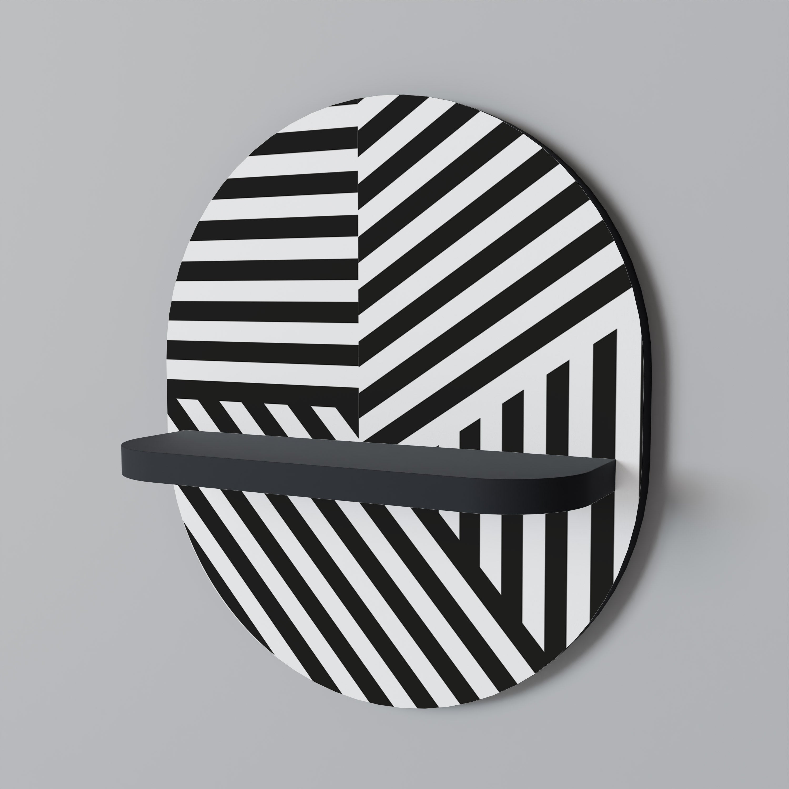 LATTICE LINES Prateleira Oval Decorativa em Acabamento Preto