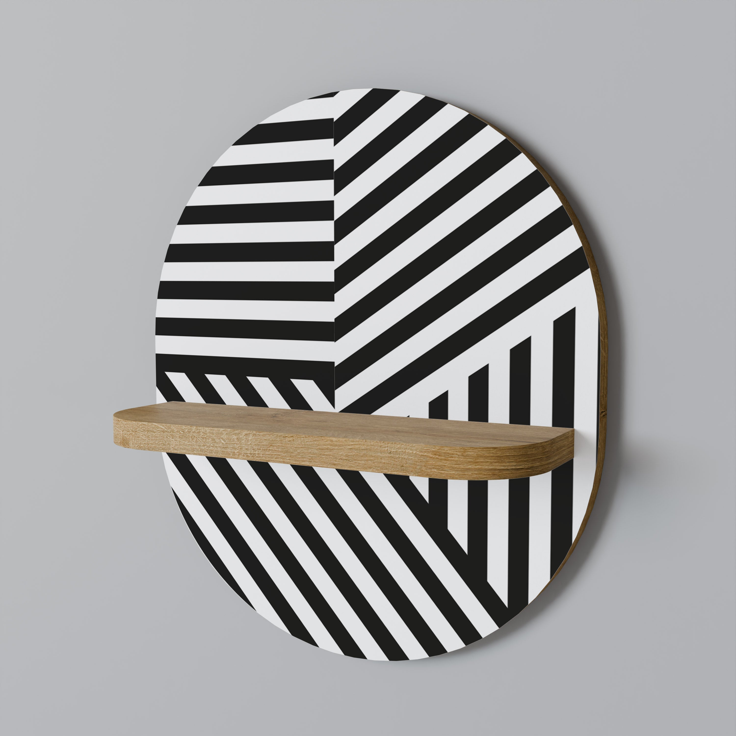 LATTICE LINES Prateleira Oval Decorativa em Efeito Carvalho