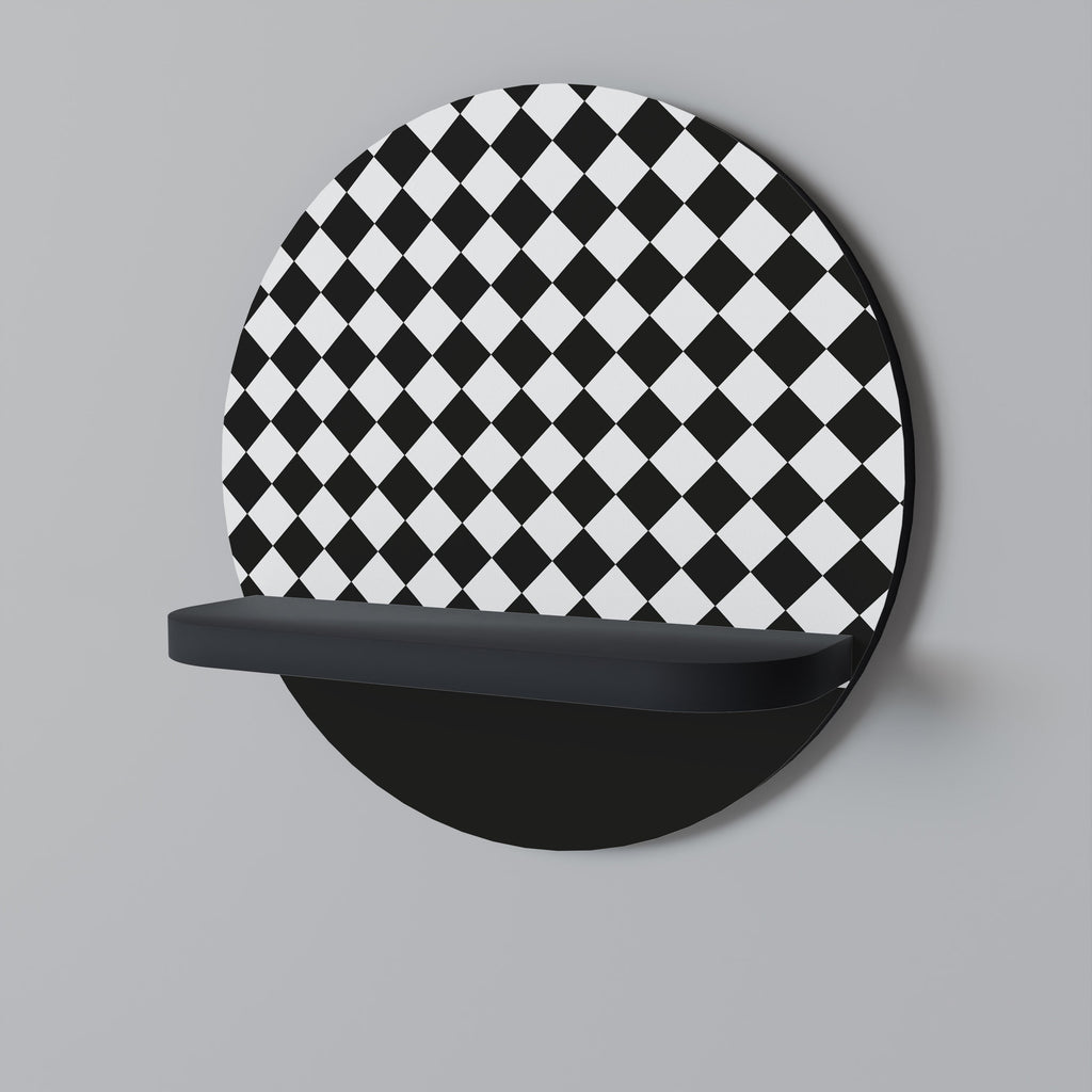 GRID GEOMETRY Prateleira Redonda Decorativa em Acabamento Preto