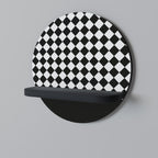 GRID GEOMETRY Prateleira Redonda Decorativa em Acabamento Preto