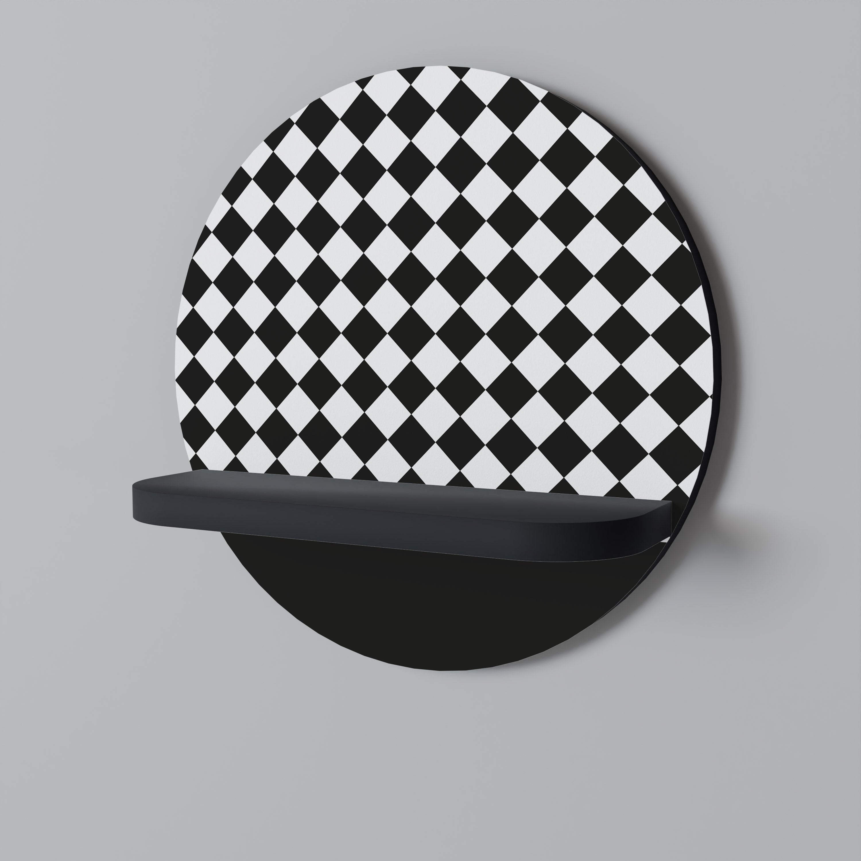 GRID GEOMETRY Prateleira Redonda Decorativa em Acabamento Preto