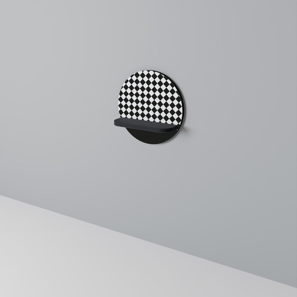 GRID GEOMETRY Prateleira Redonda Decorativa em Acabamento Preto