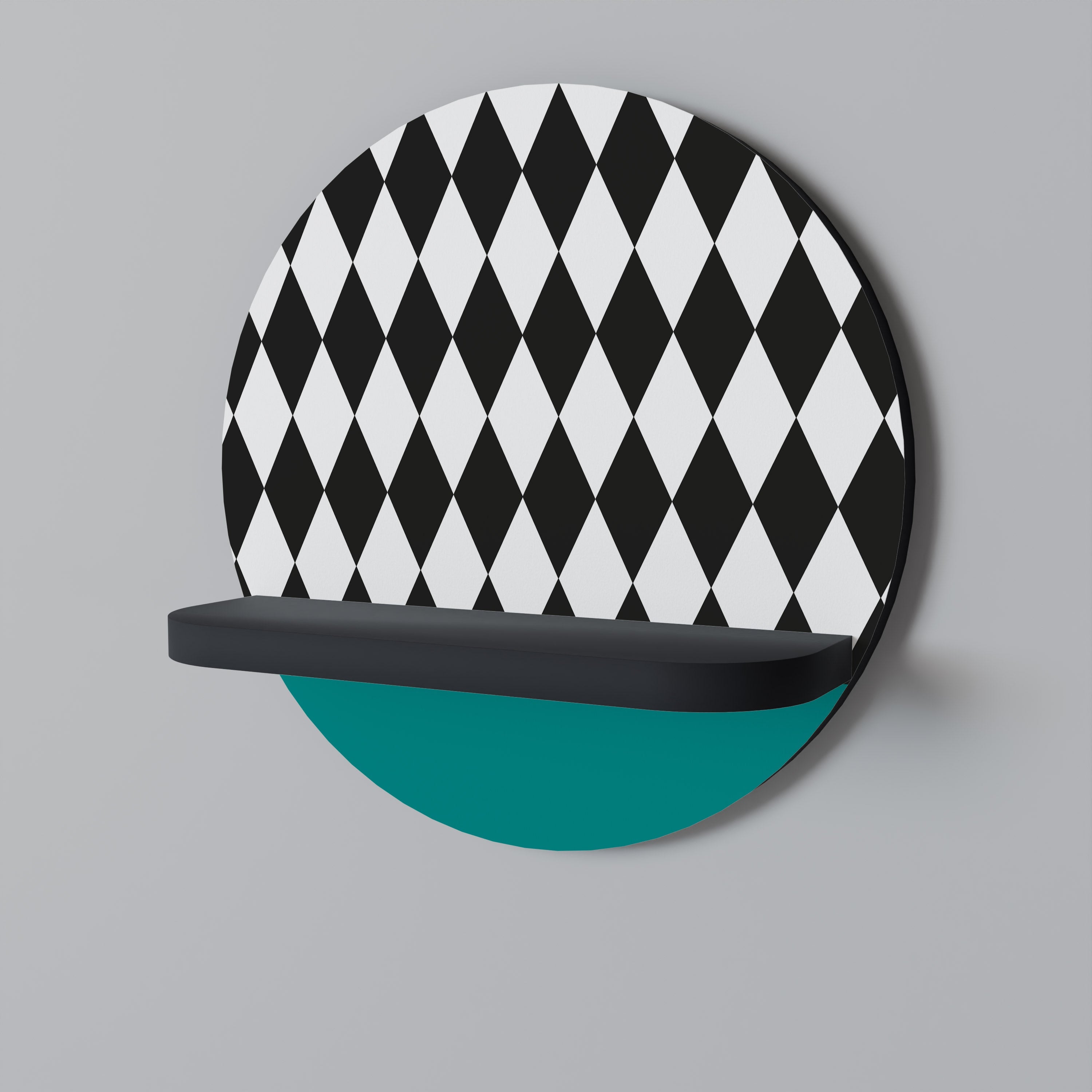 ANGULAR AESTHETIC Round Art Shelf In Black Finish