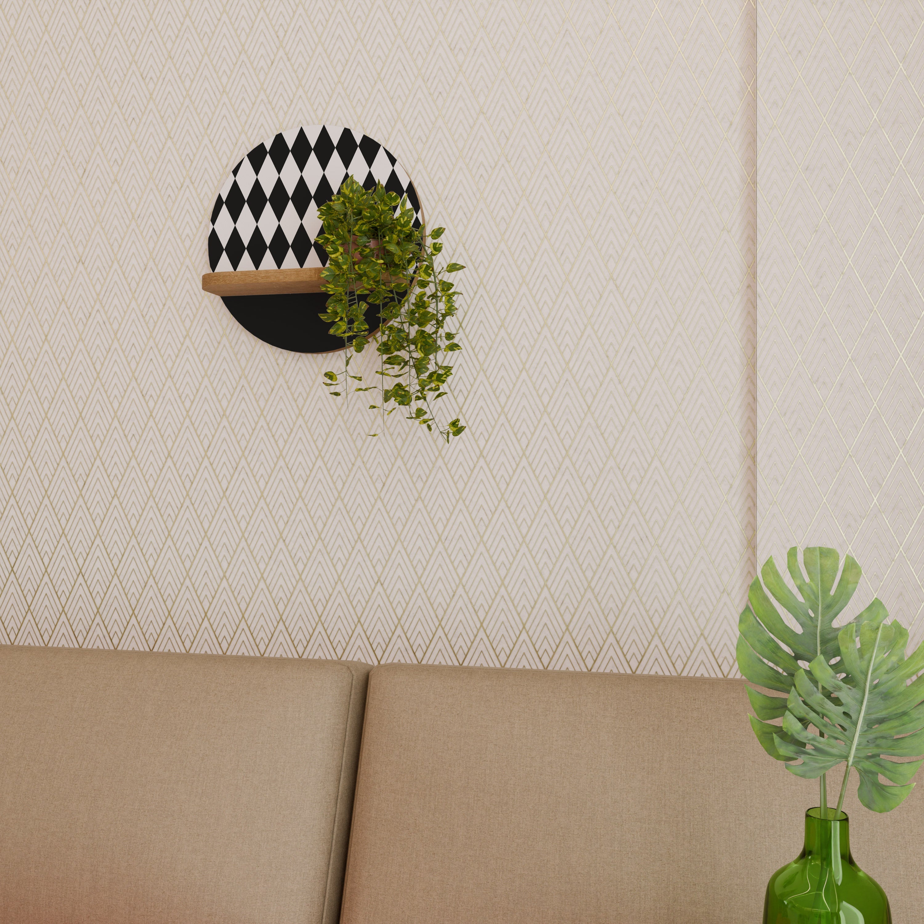 EDGY SERENADE Prateleira Redonda Decorativa em Efeito Carvalho