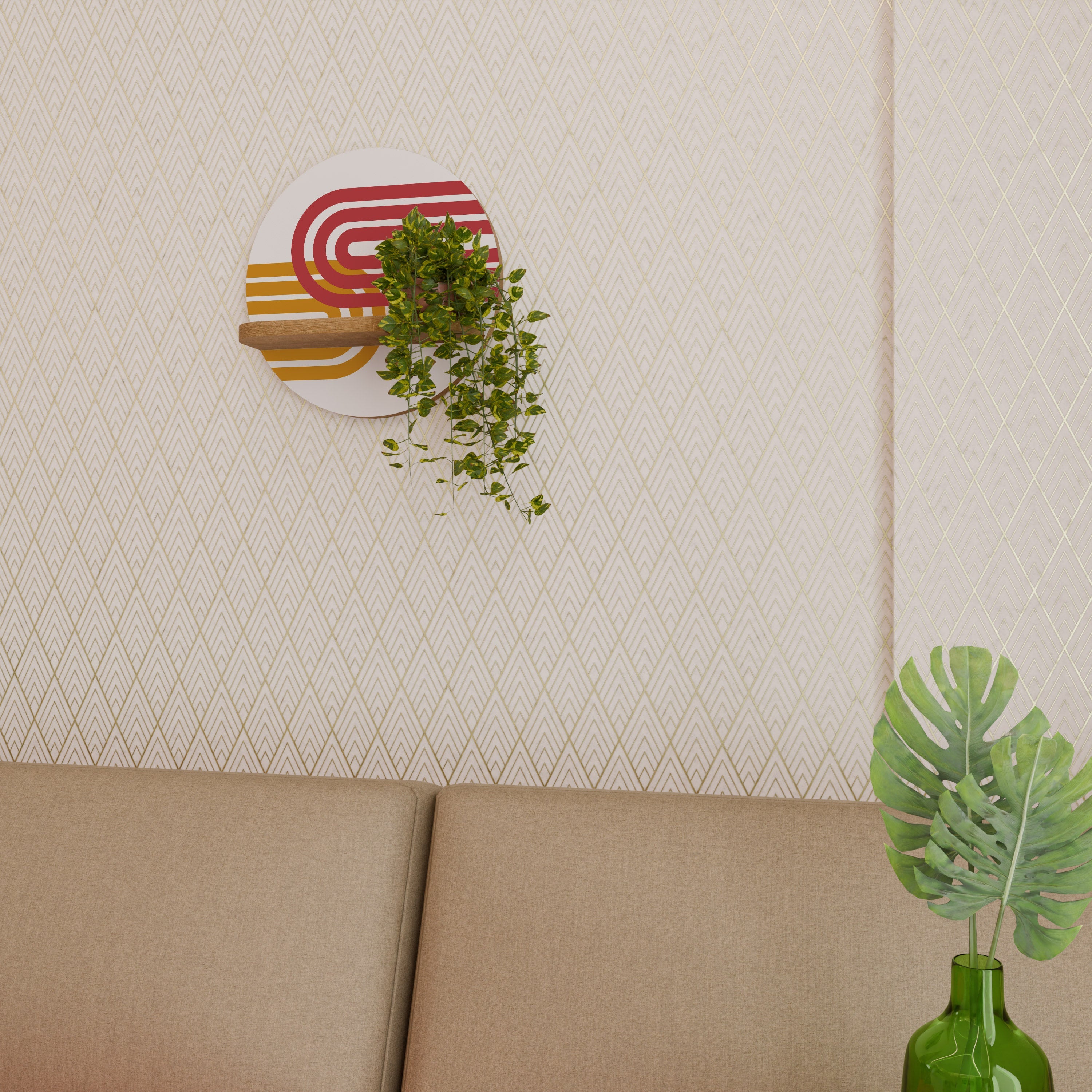 CIRCLELINE DECOR Prateleira Redonda Decorativa em Efeito Carvalho